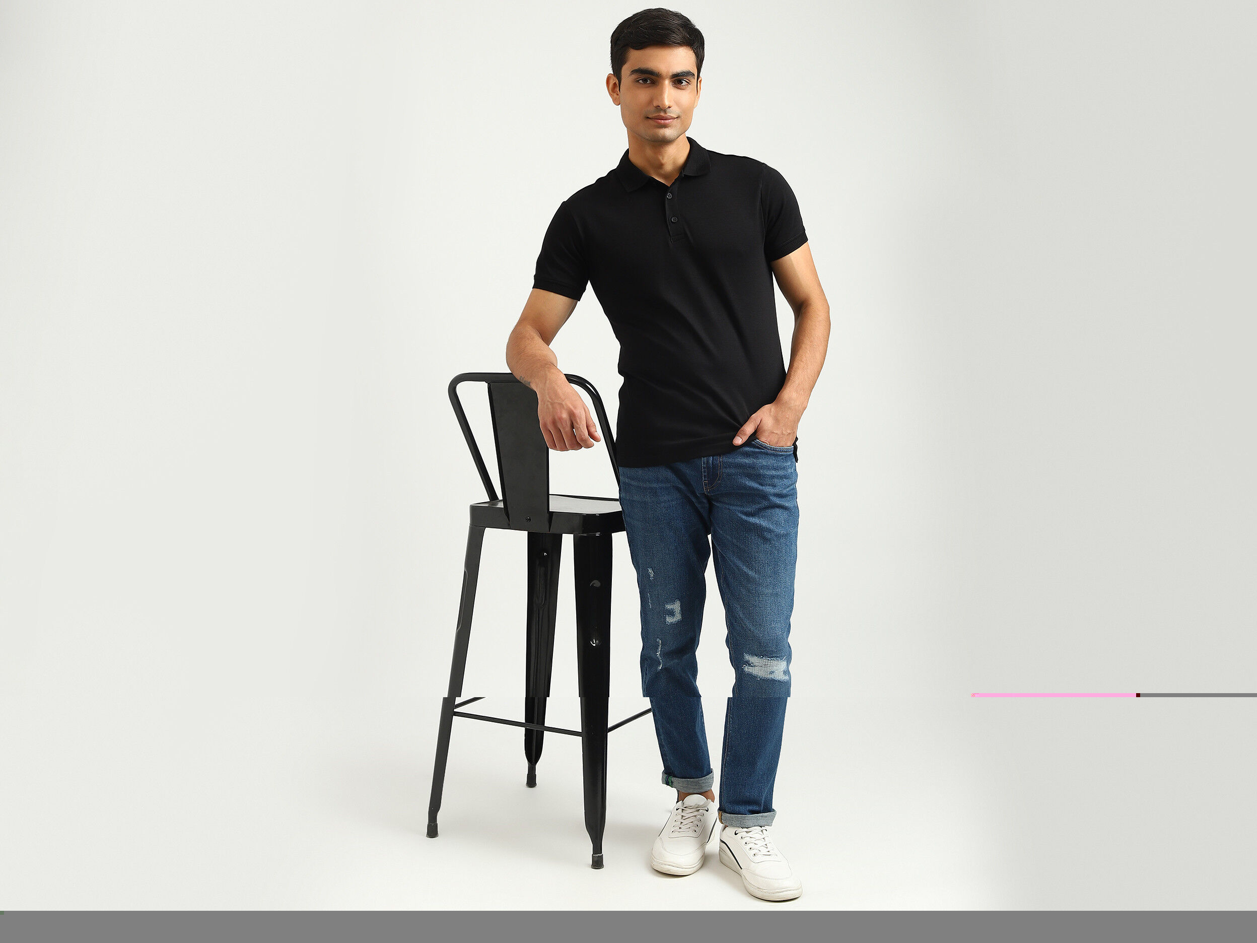 Blue jeans black polo online