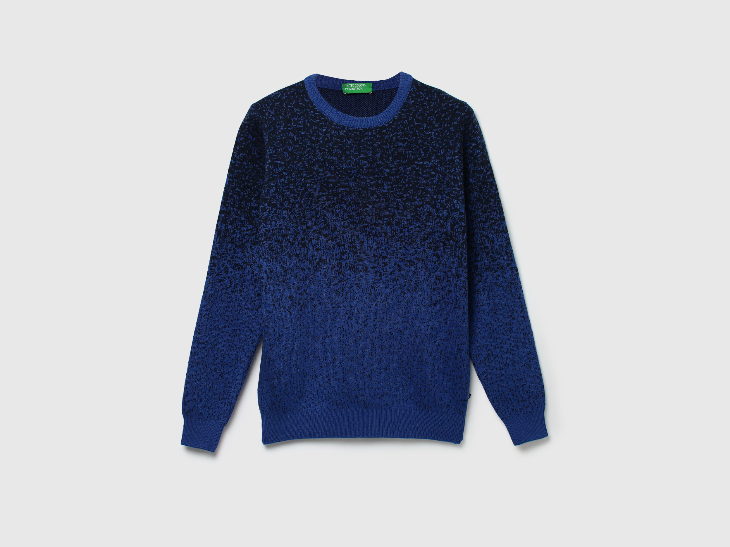 Men Textured Round Neck Sweater Blue Benetton