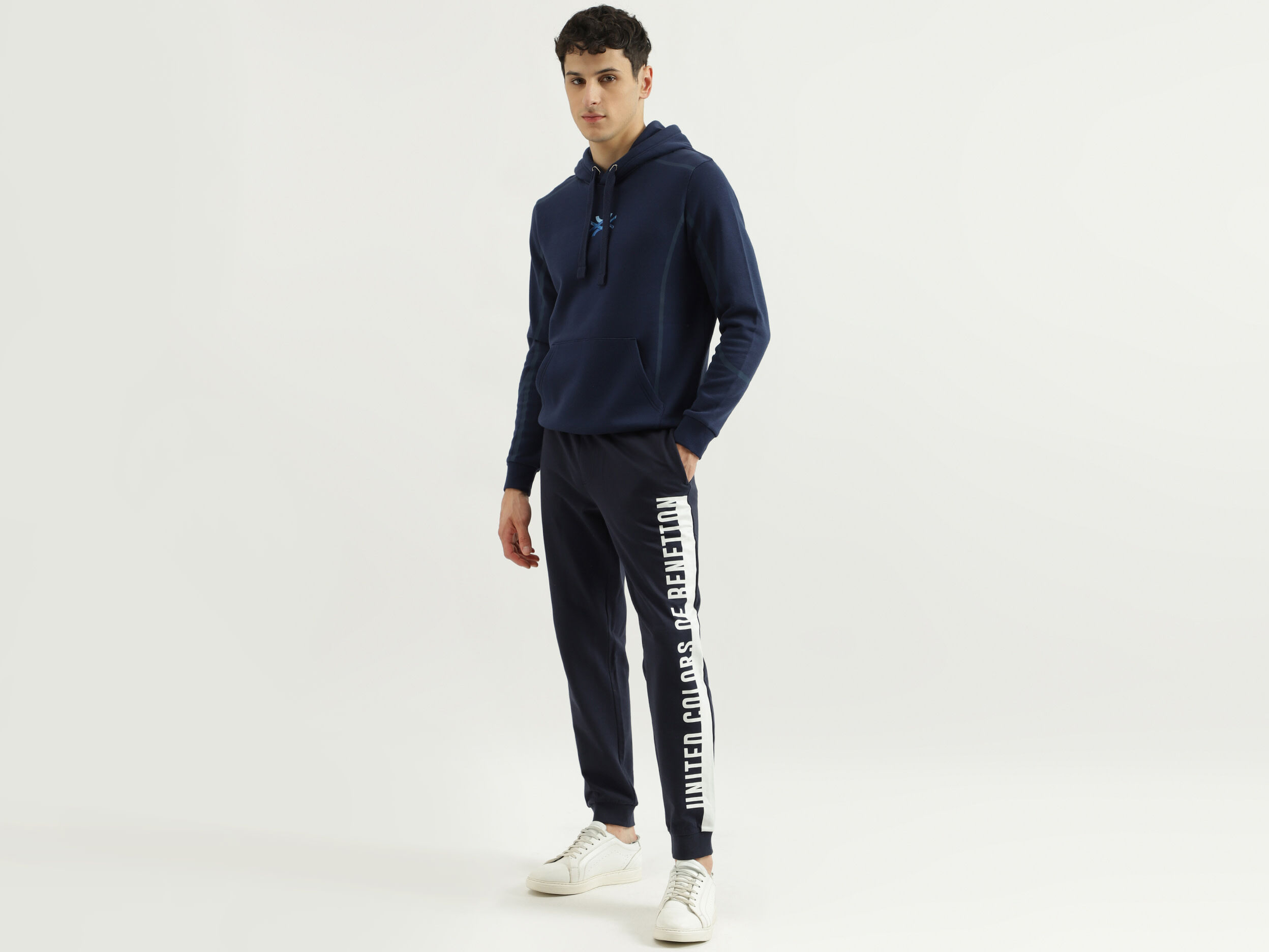 Regular Fit Hooded Neck Printed Hoodie Blue Benetton