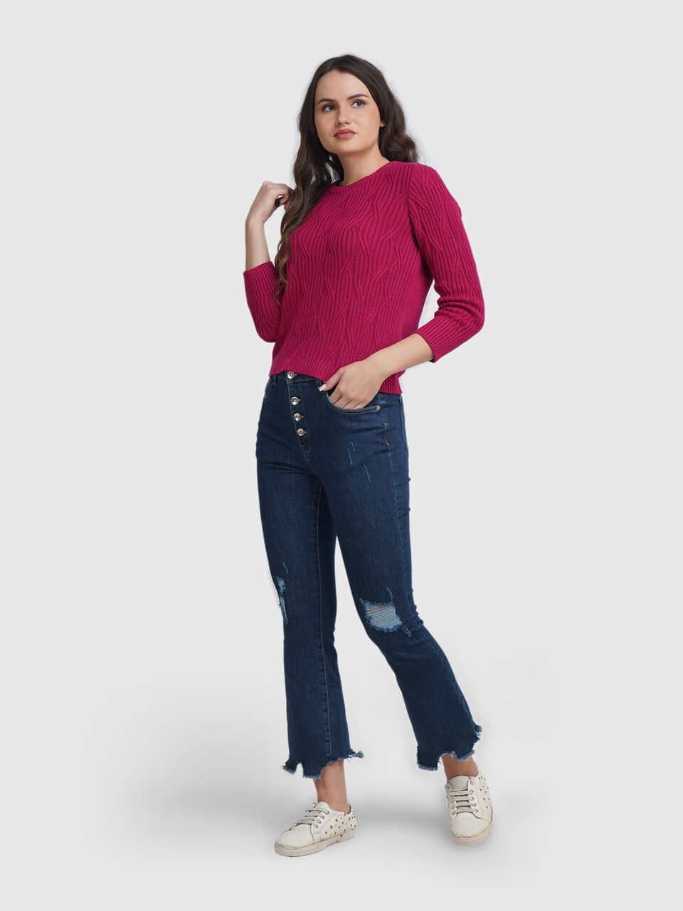 Bootcut With Damaging  And Fraying image number null