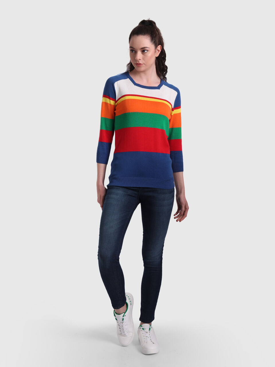 3/4th sleeved square neck top image number null