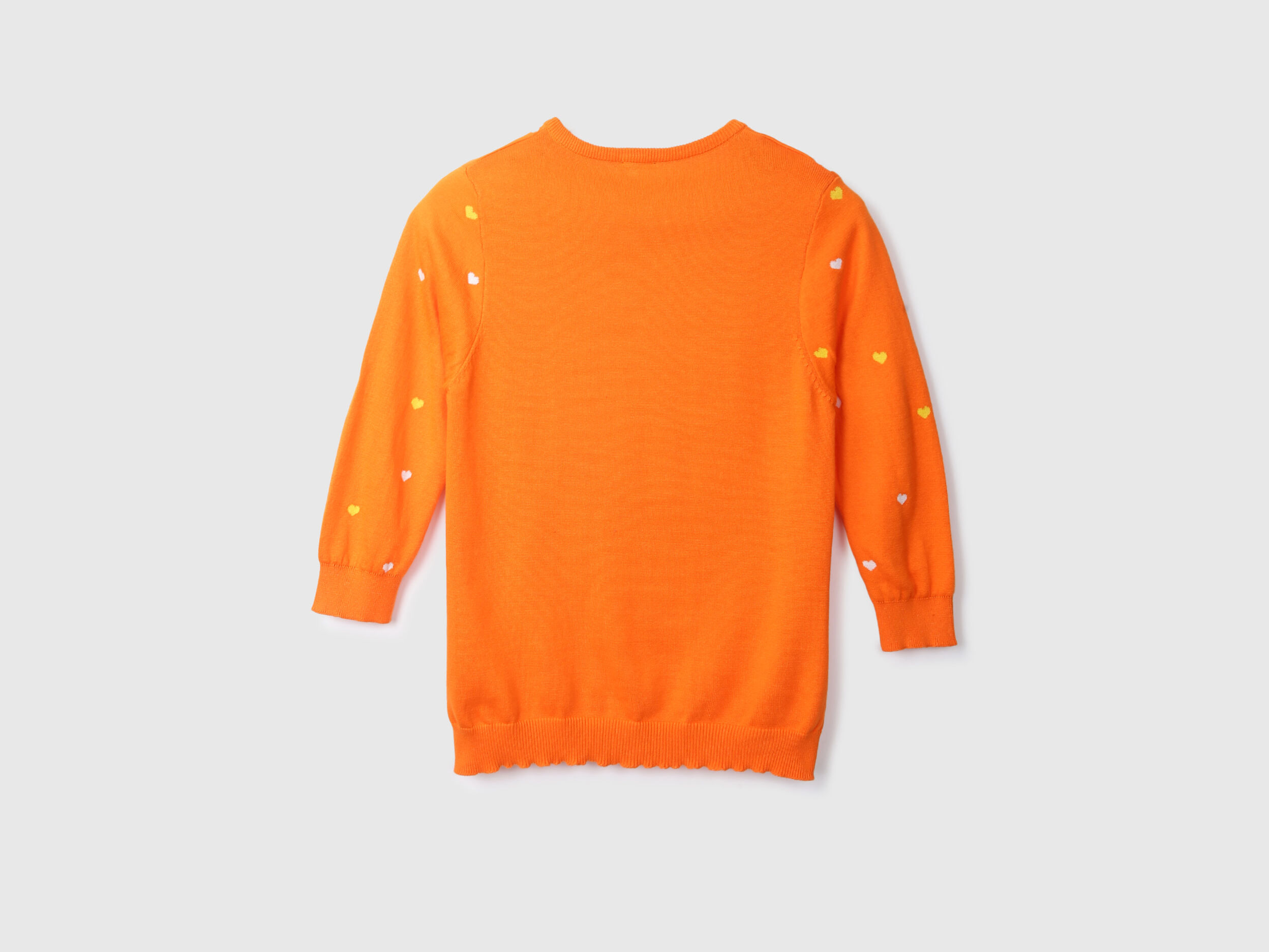 Orange V-Neck Printed Sweater - Orange | Benetton