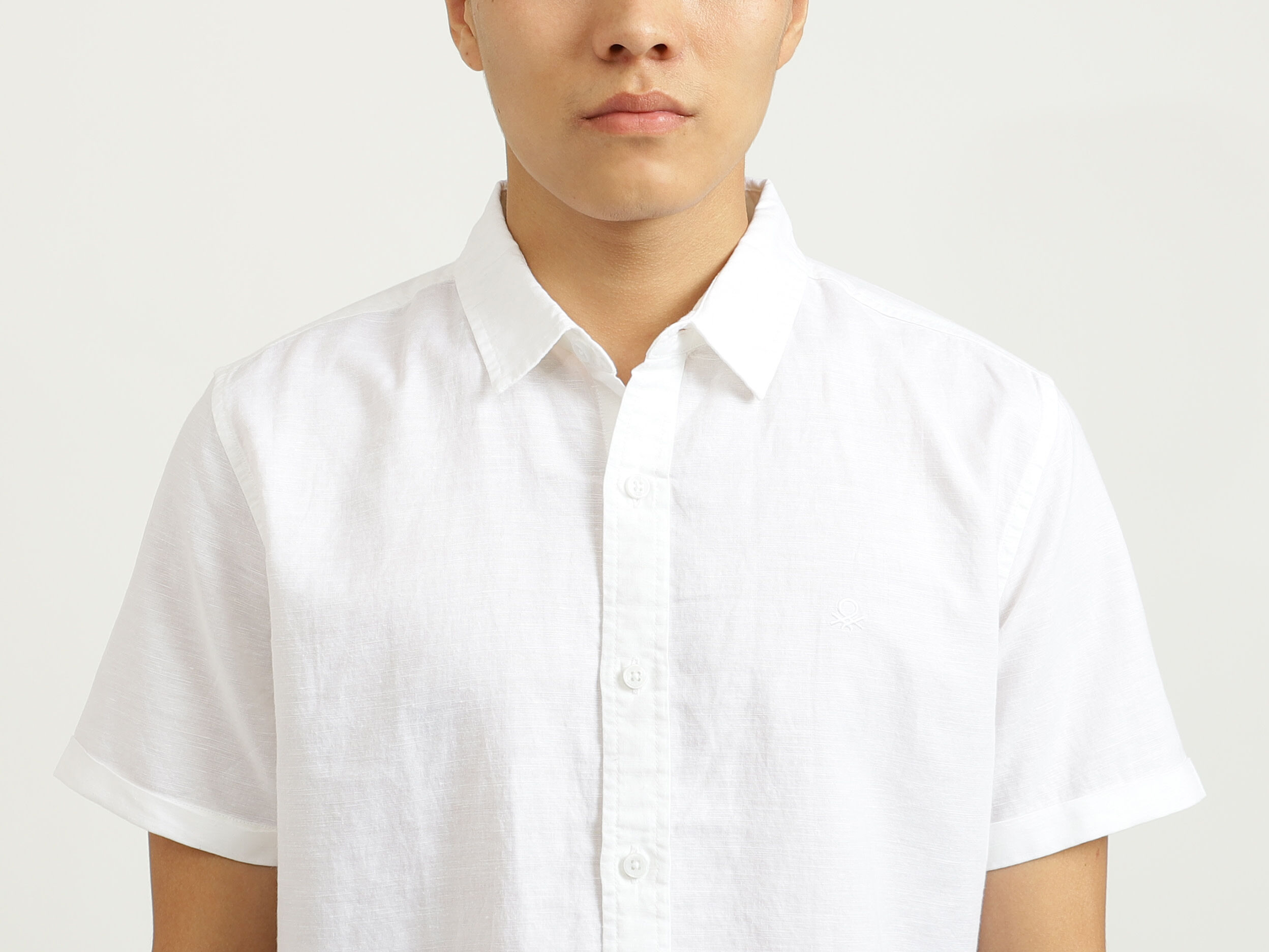 White Linen Shirt White Benetton