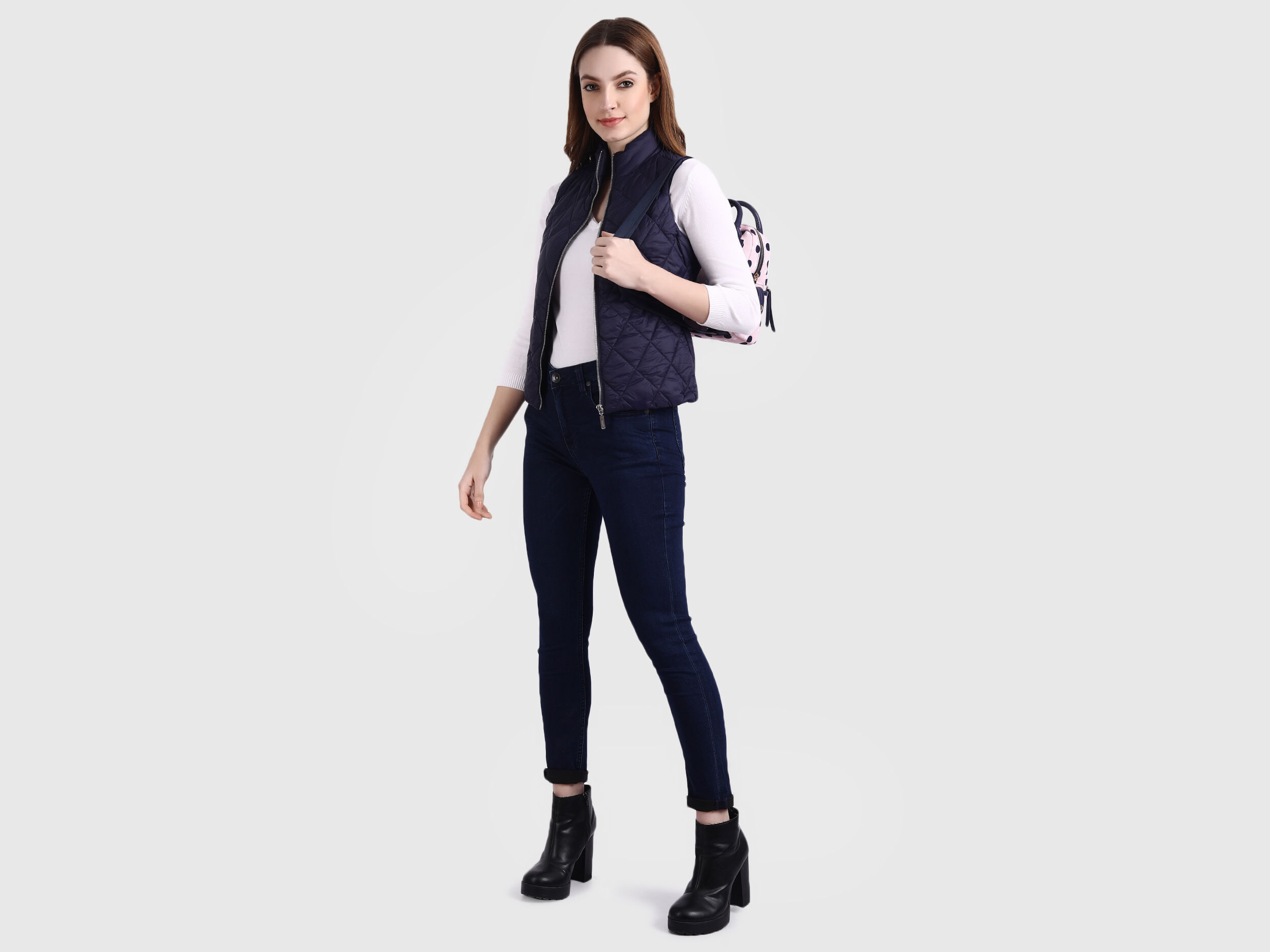 Sleeveless Diamond Quilt Puffer Jacket - Blue | Benetton