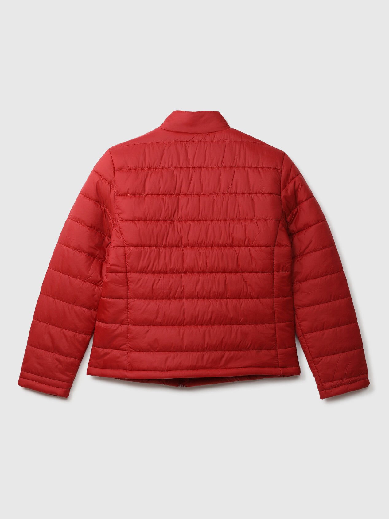 Women Quilted High Neck Jacket Red Benetton