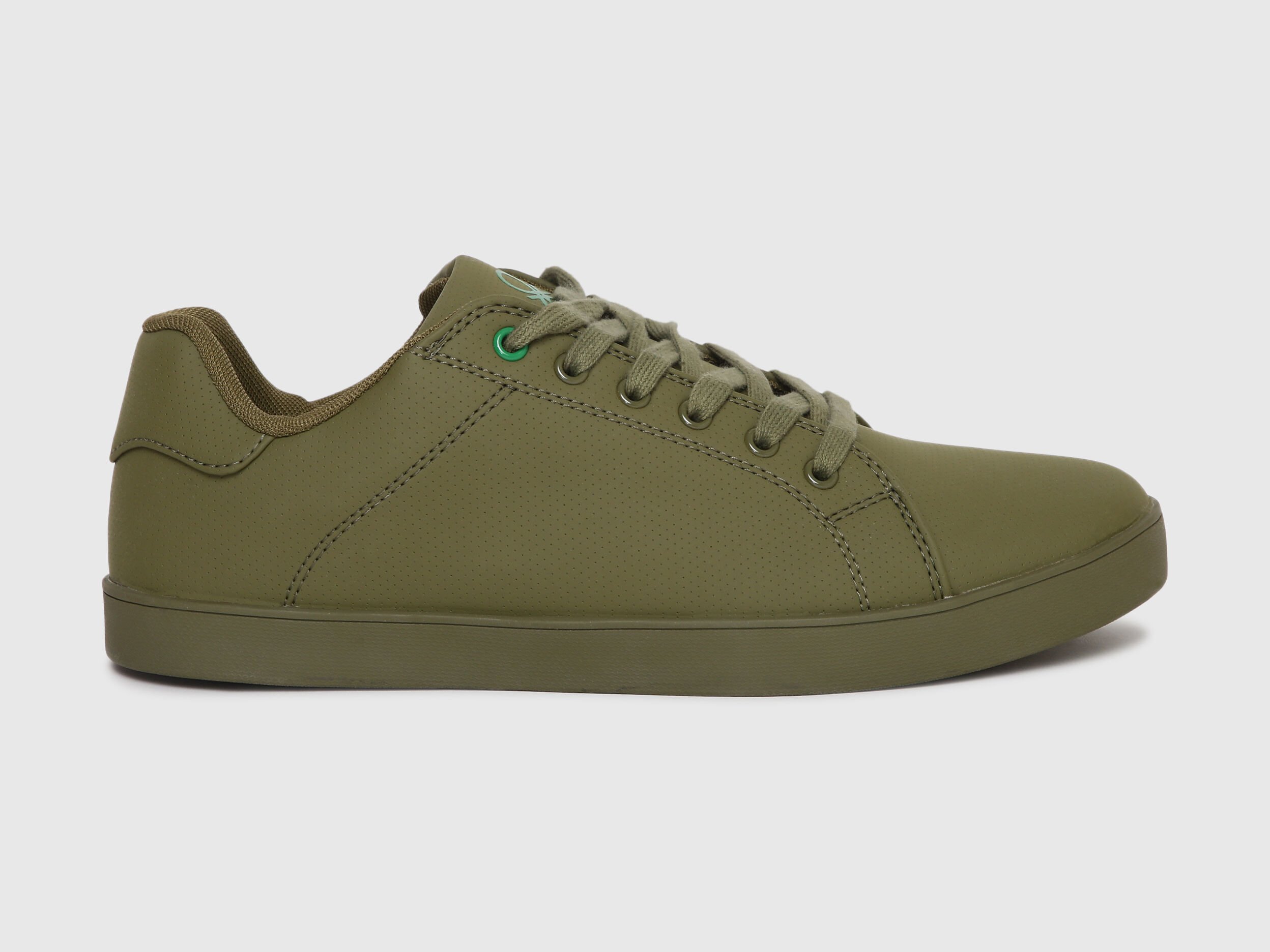 Benetton Olive Leather Imitation Sneakers Green Benetton