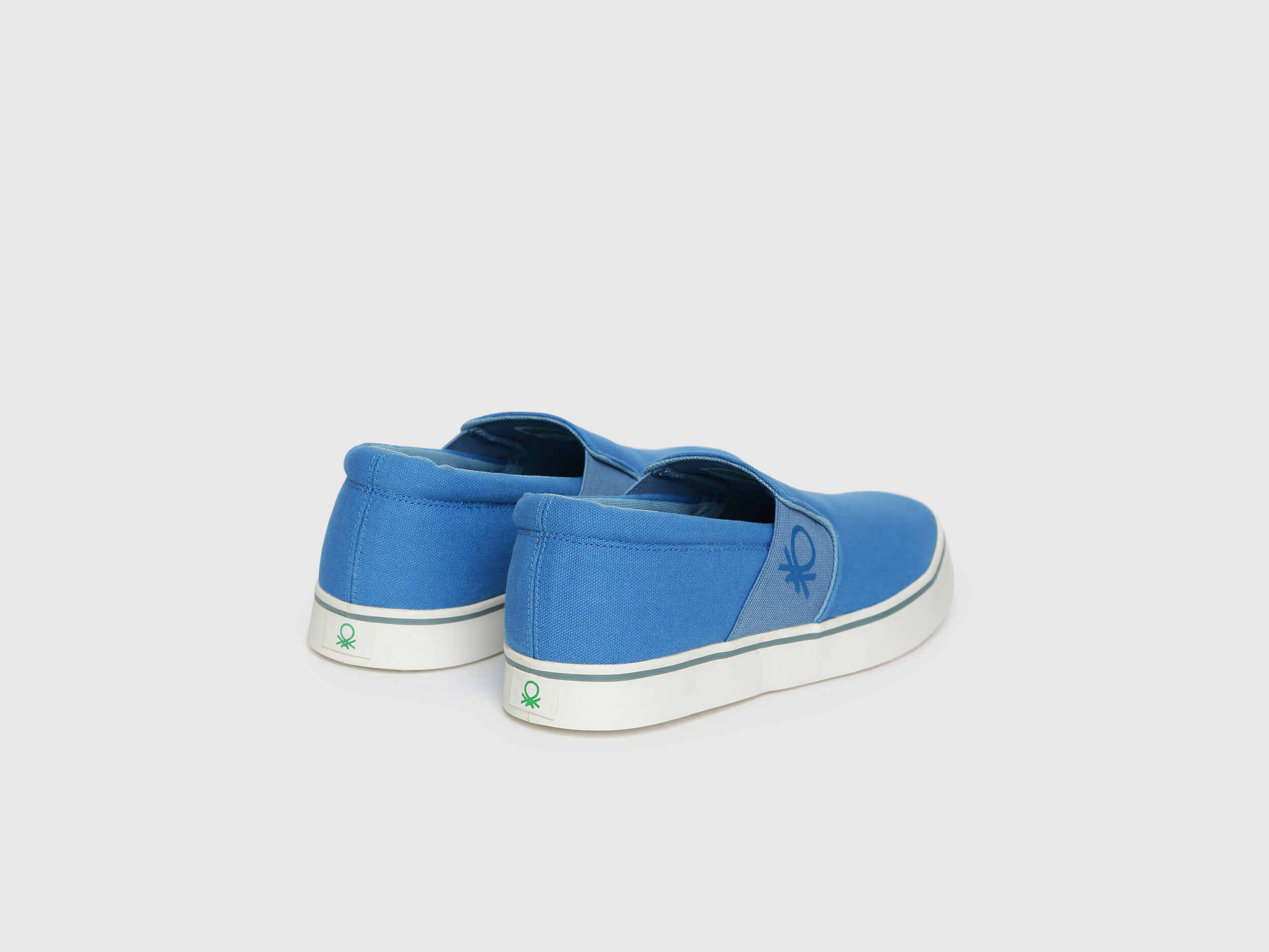 Men Blue Solid Canvas Slip on Shoes Blue Benetton