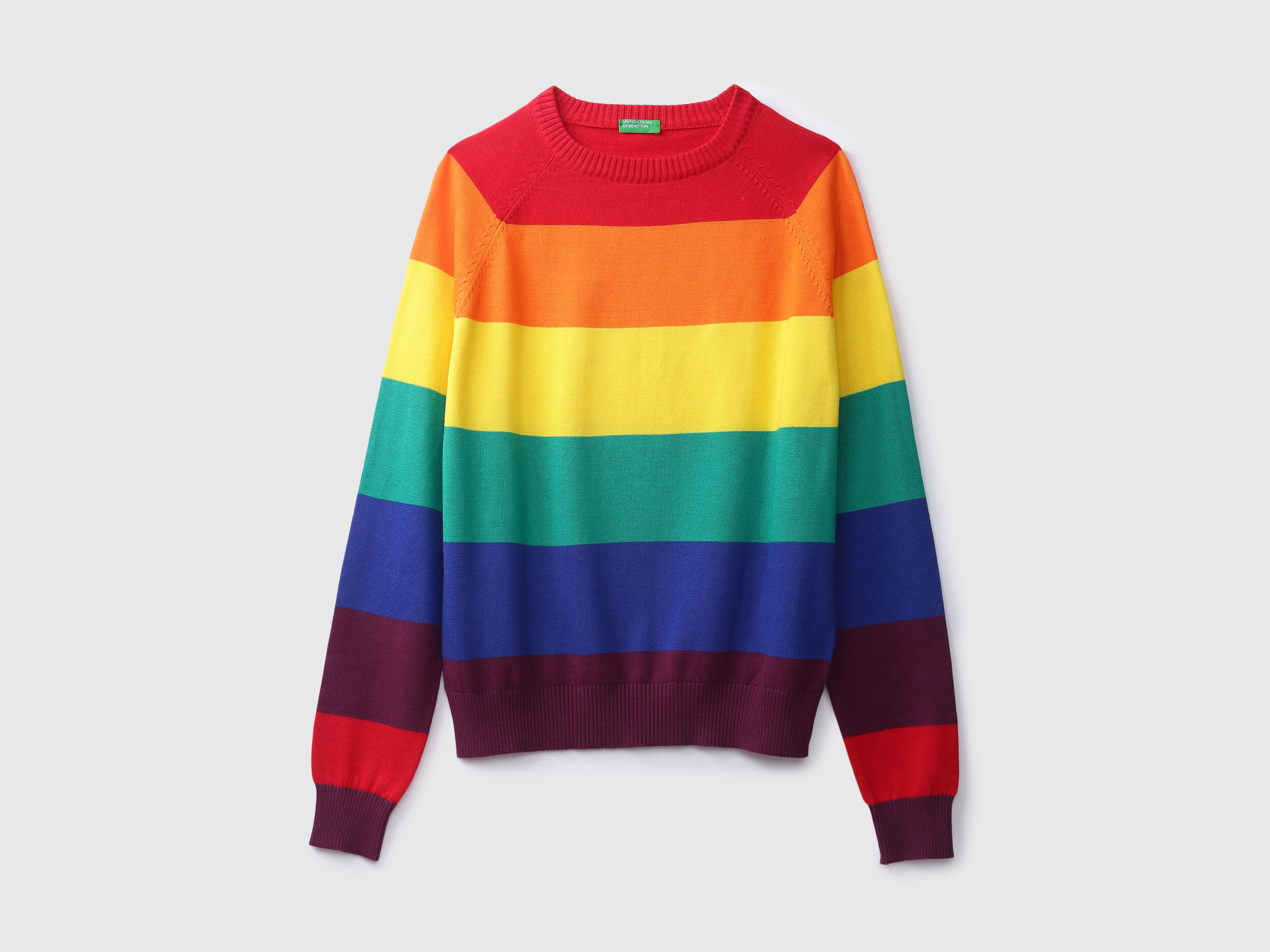 Ladies Long Sleeve Stripe Sweater Multi color Benetton