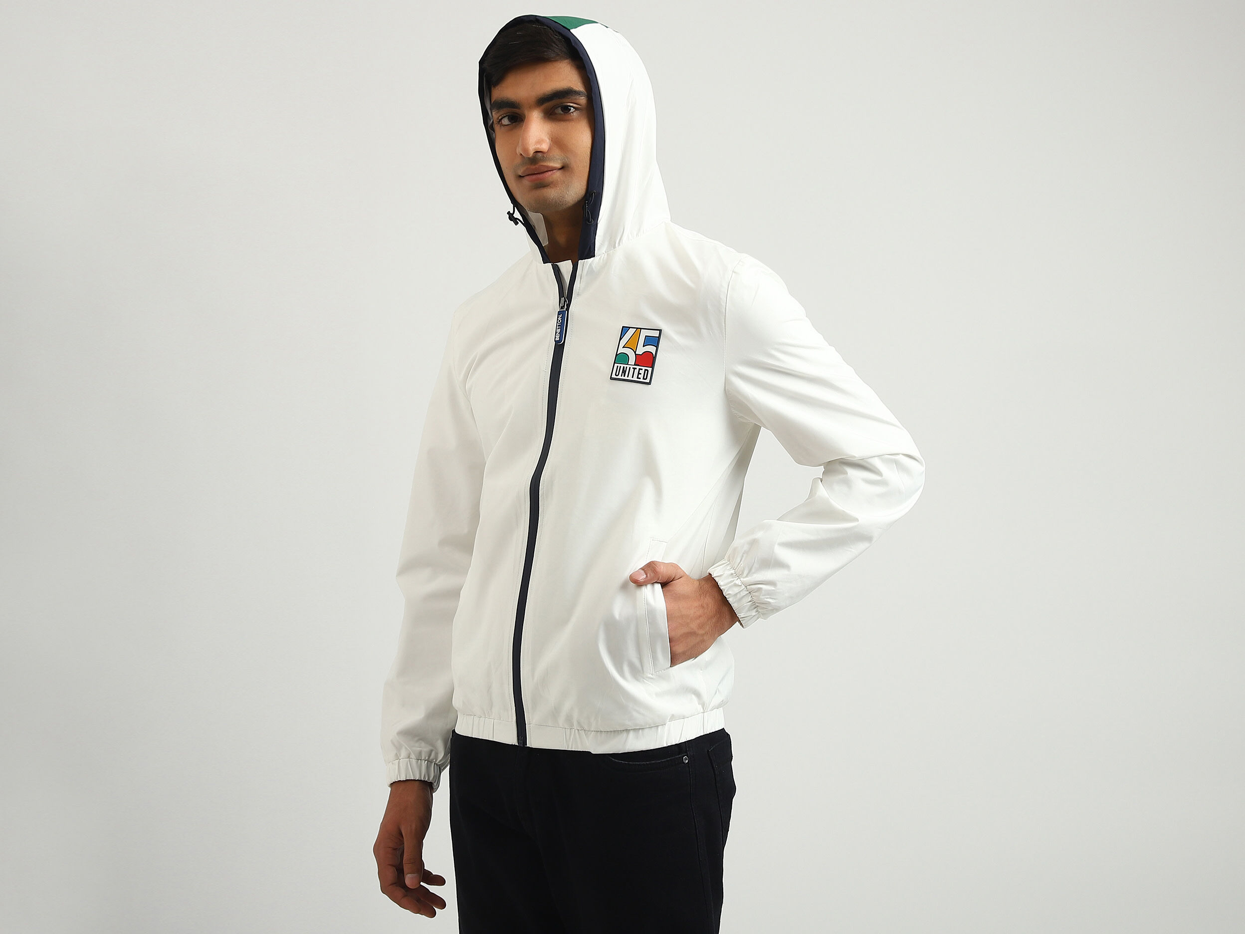 White hooded jacket men's discount