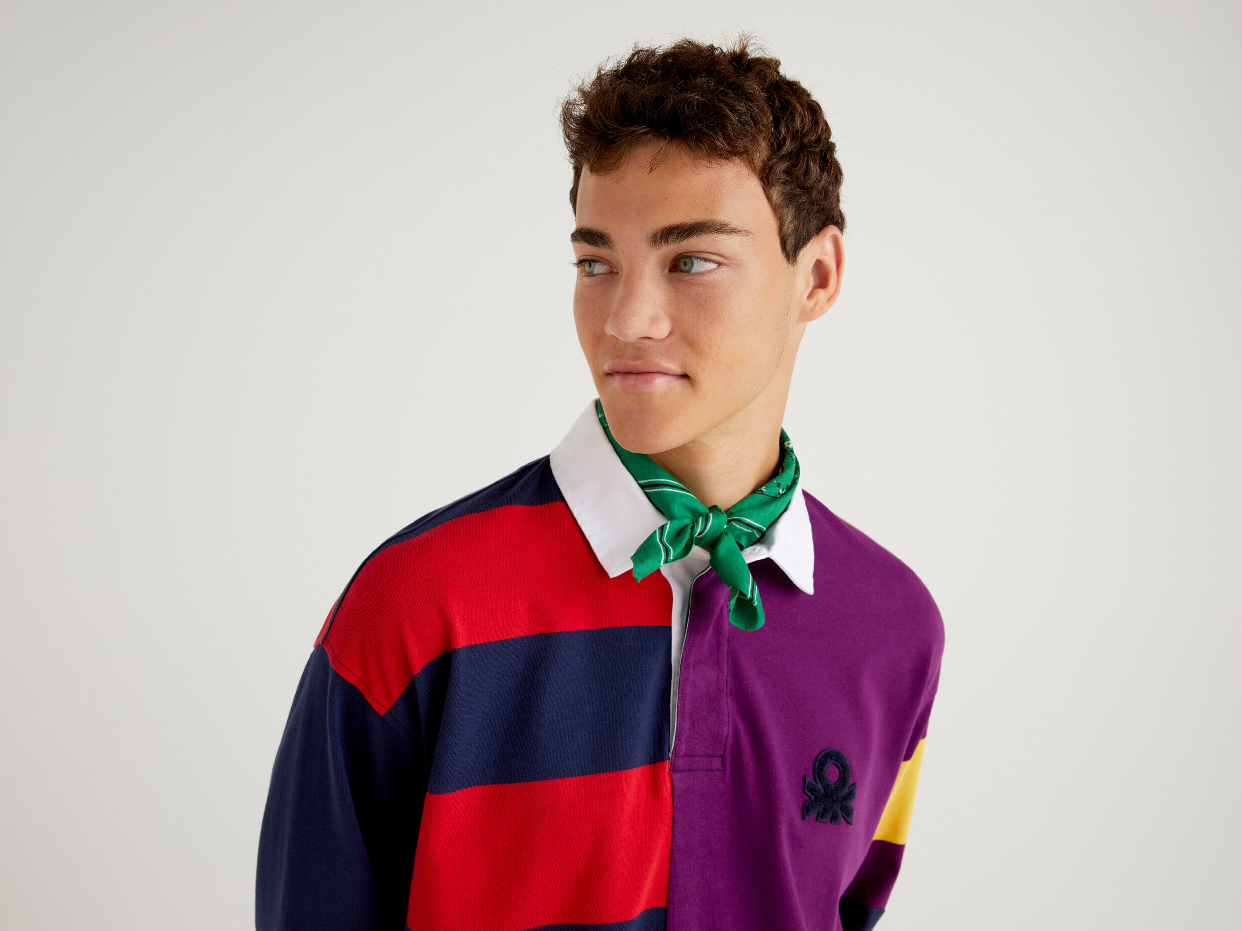 Benetton striped rugby polo outlet