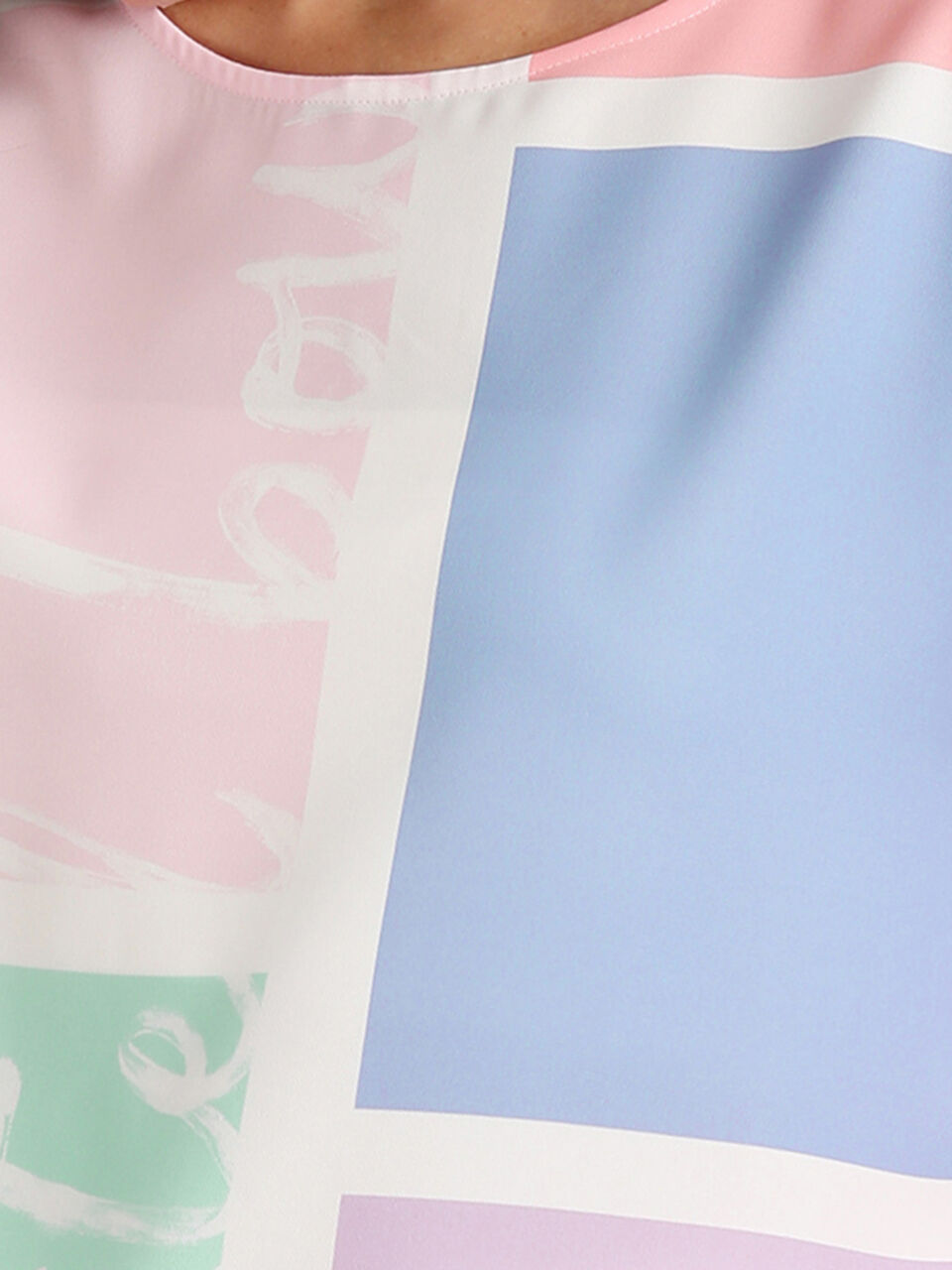 Knit Woven Top With Text image number null