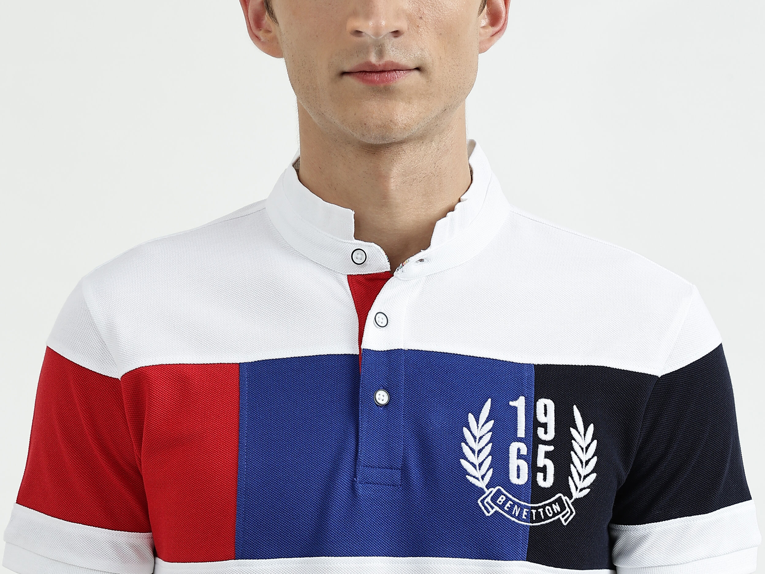 Men Polo Neck Short Sleeve Cotton Polo Shirt White Benetton