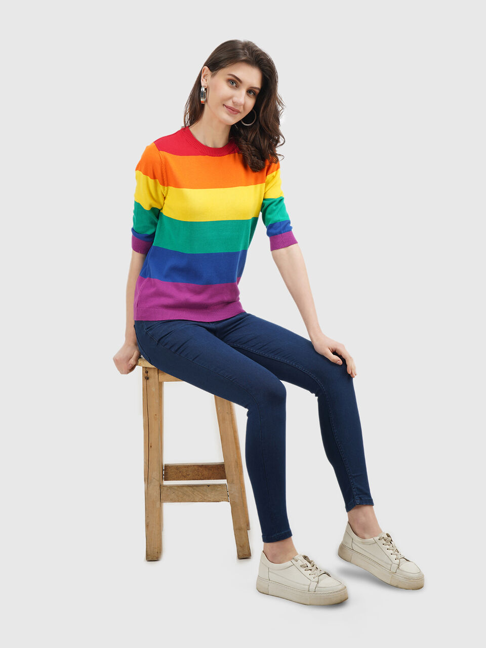 Rainbow Stripe Sweater - Multi-color