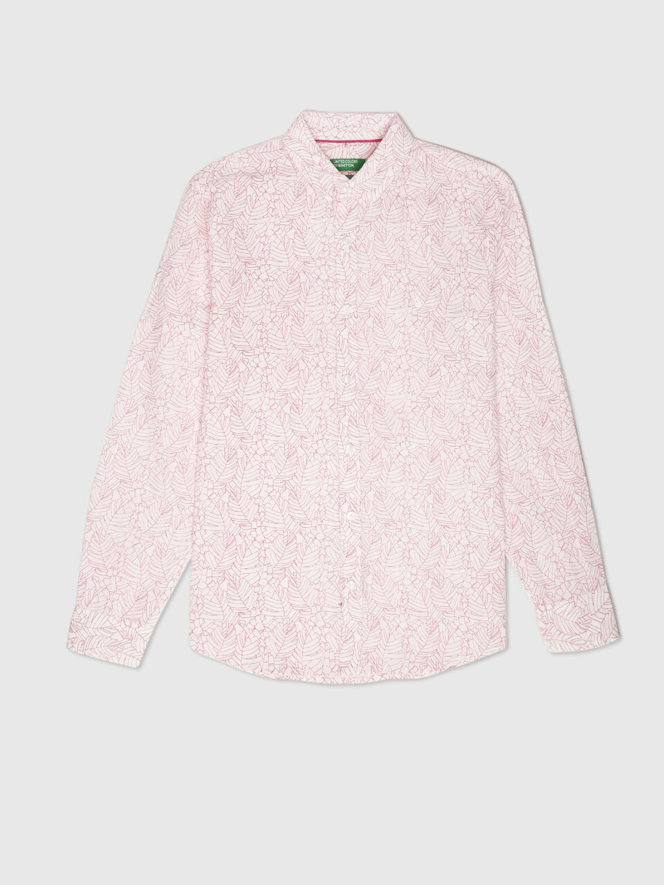 Full Sleeves Cotton Linen Leaf Print Shirt image number 1