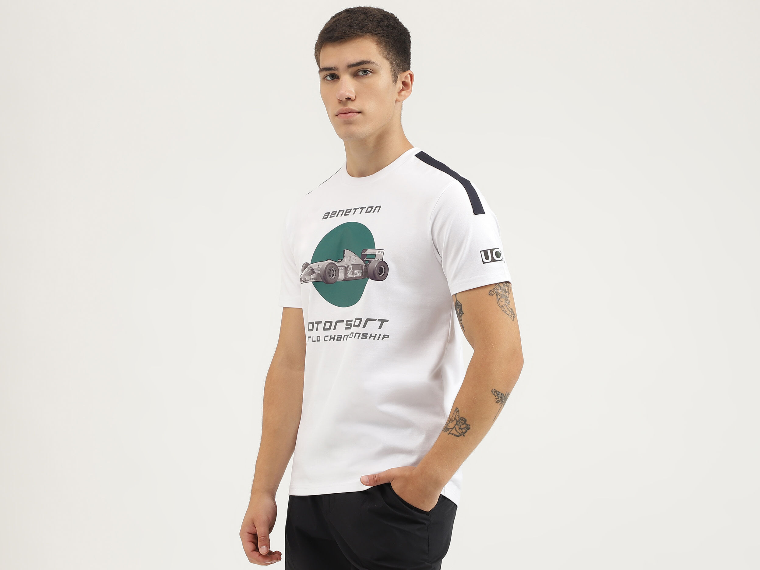 【RUDDYCHEEKS】CIRCLE LOGO SLIM FIT T-SHIRT Benetton_24PI_24P3099J3219I_10