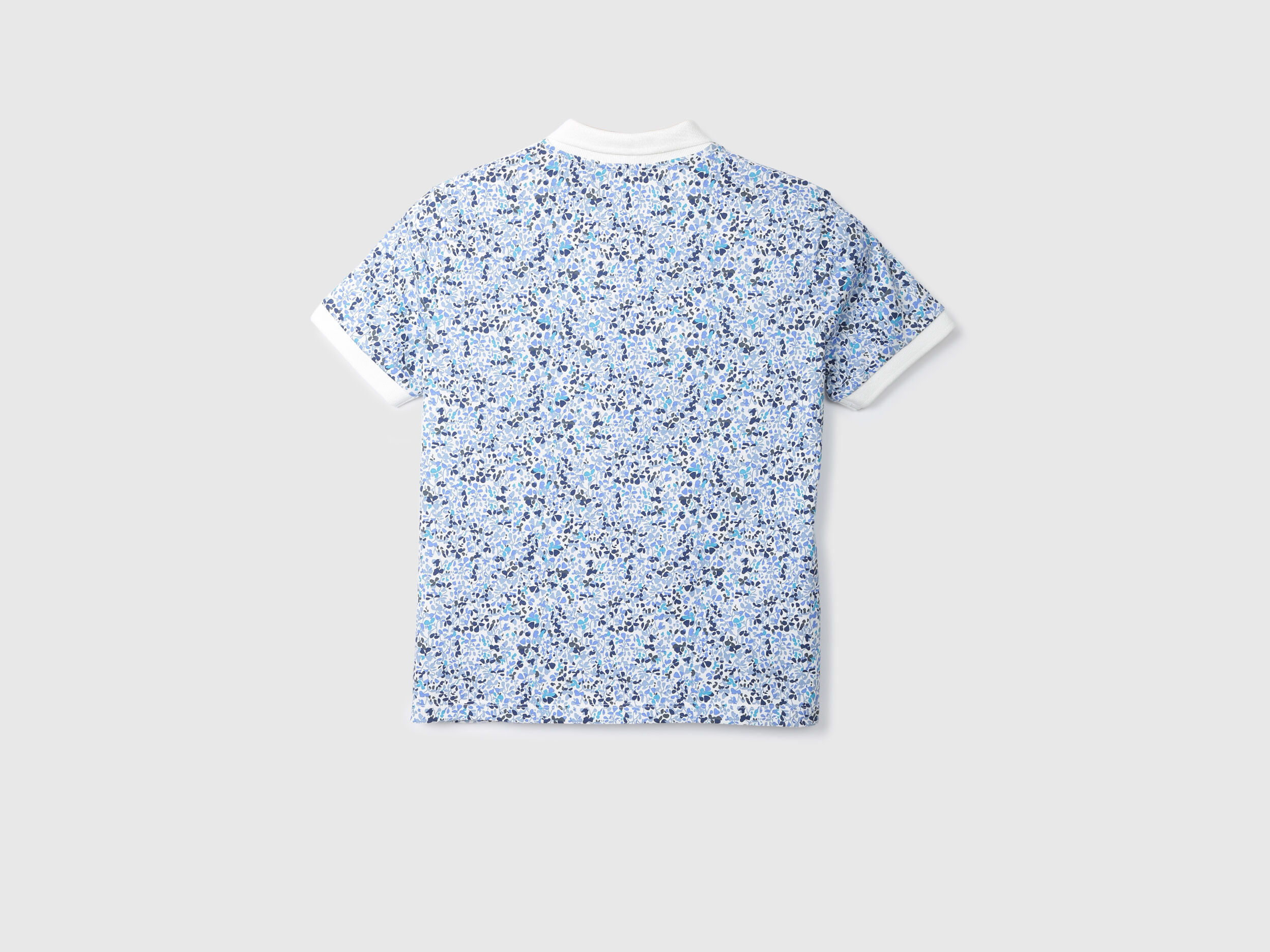 White Printed Polo T Shirt Blanco Benetton