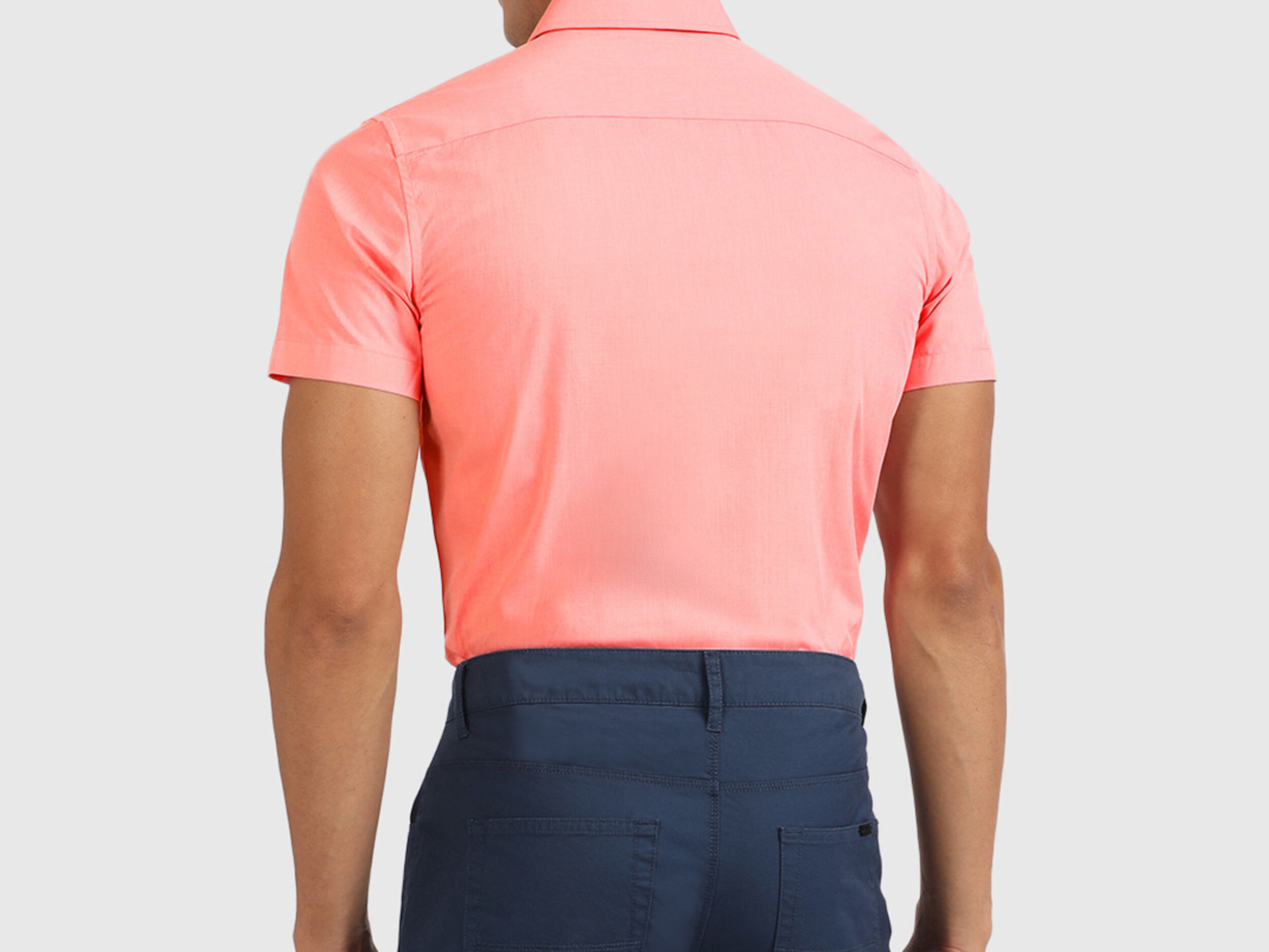 Cotton Half Sleeve Formal Shirt - Peach | Benetton