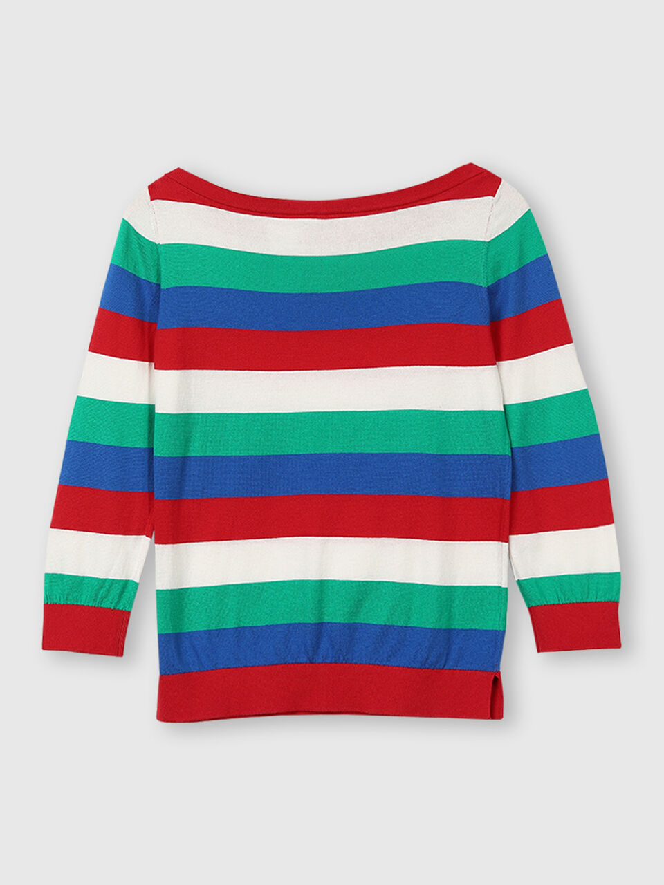 Cotton Boat Neck Striped Sweater image number 2