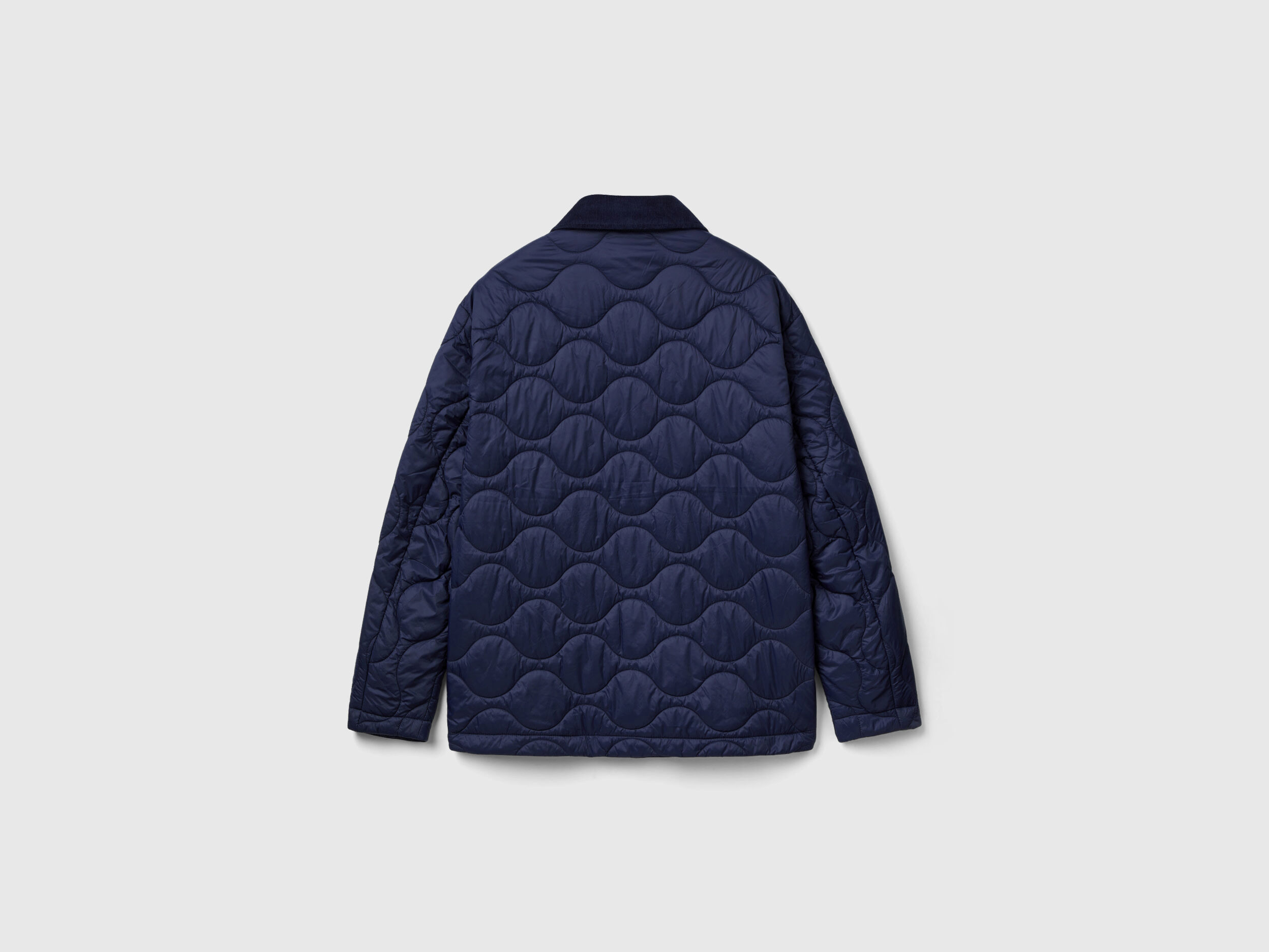 Relaxed Fit Button Down Quilted Jacket - Blue | Benetton Relaxed Fit Button Down Quilted Jacket - Blue | Benetton