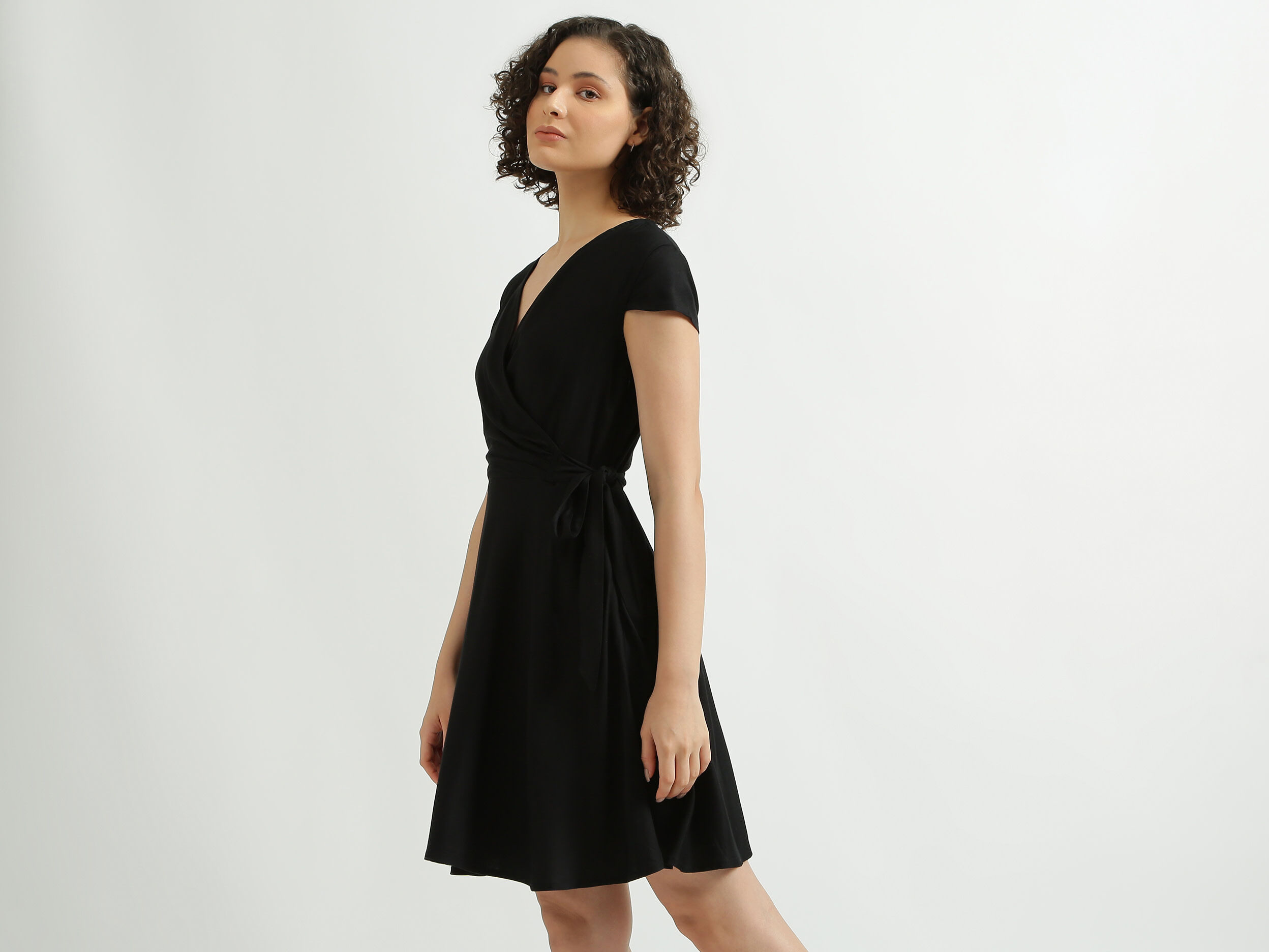 Black Wrap Dress Black Benetton