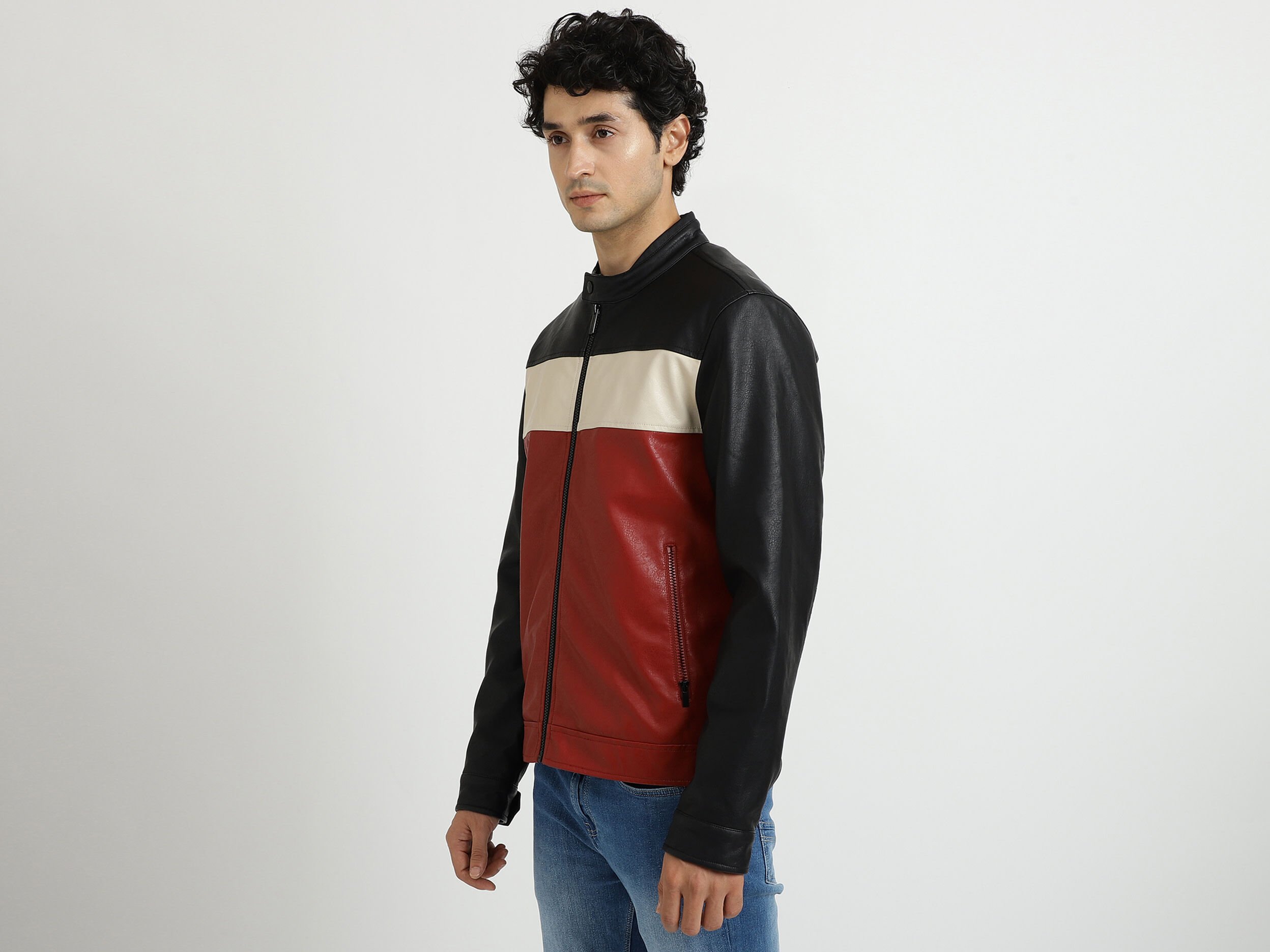 Men Solid Band Collar Jacket - Multi-color | Benetton