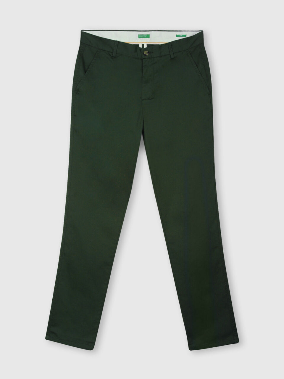 Slim fit satin trousers with stretch image number 1