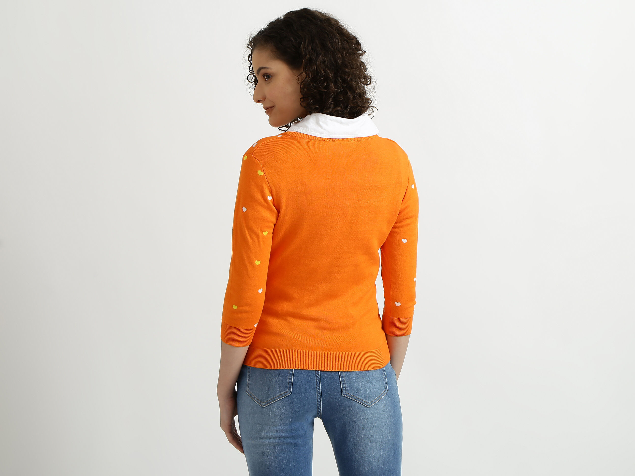 Orange V-Neck Printed Sweater - Orange | Benetton Orange V-Neck Printed Sweater - Orange | Benetton