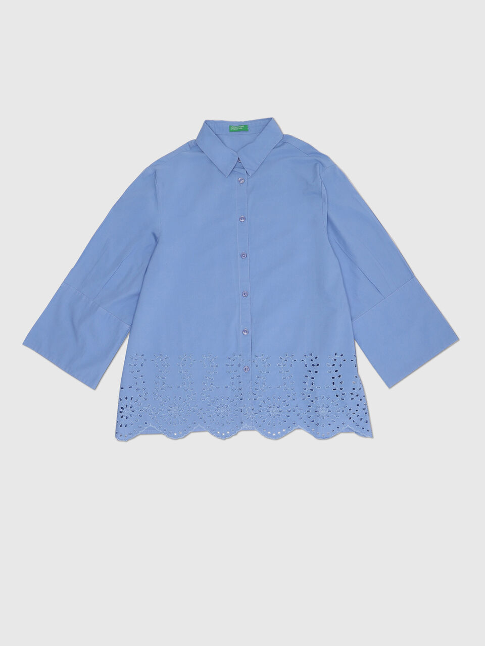 Long Sleeve Button Down Shirt With Scallop Emb. image number 1