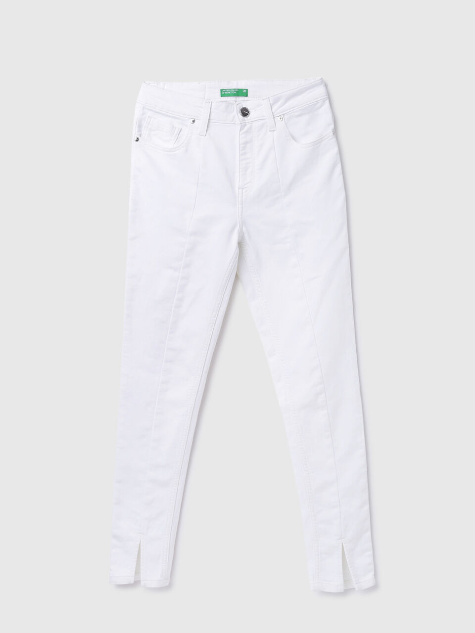 MIDWAIST FITTED DENIM WITH FRONT SLIT-WH image number 1