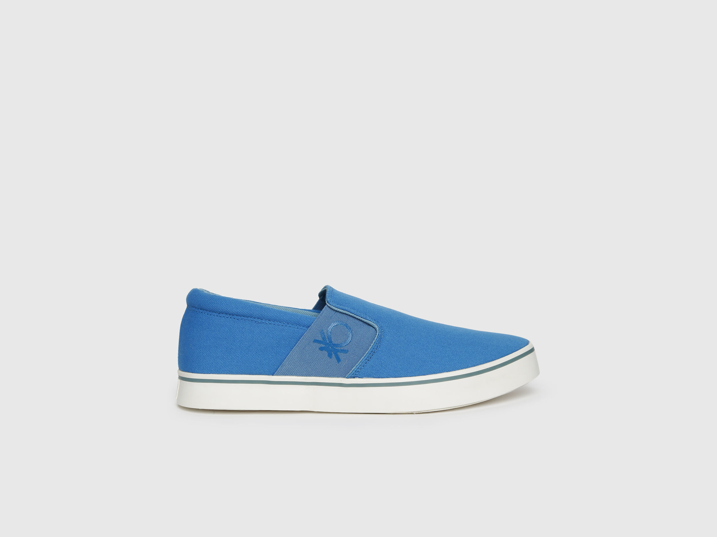 Men Blue Solid Canvas Slip on Shoes Blue Benetton
