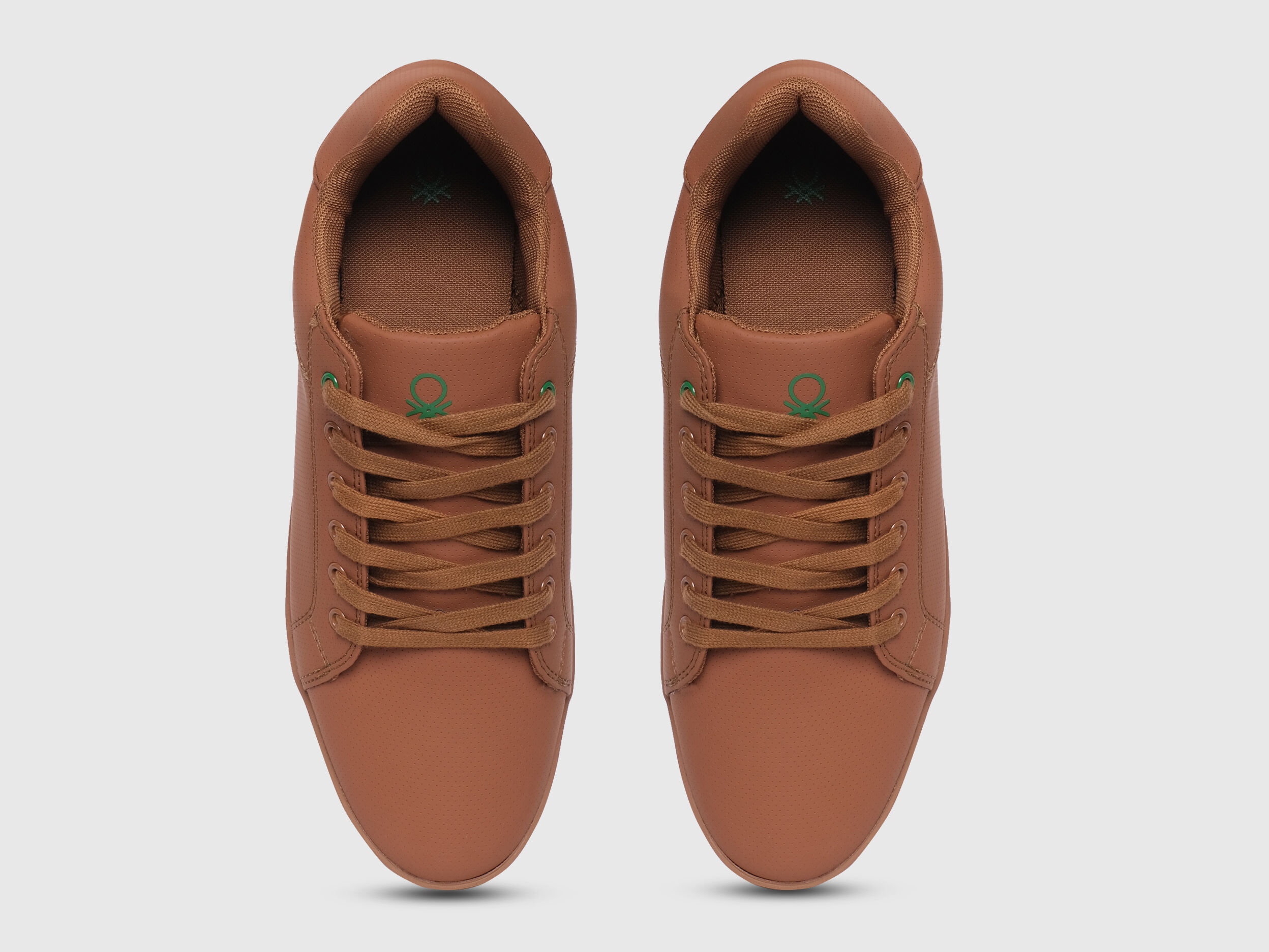 Benetton Mens Lace Up Blue Sneakers Brown Benetton