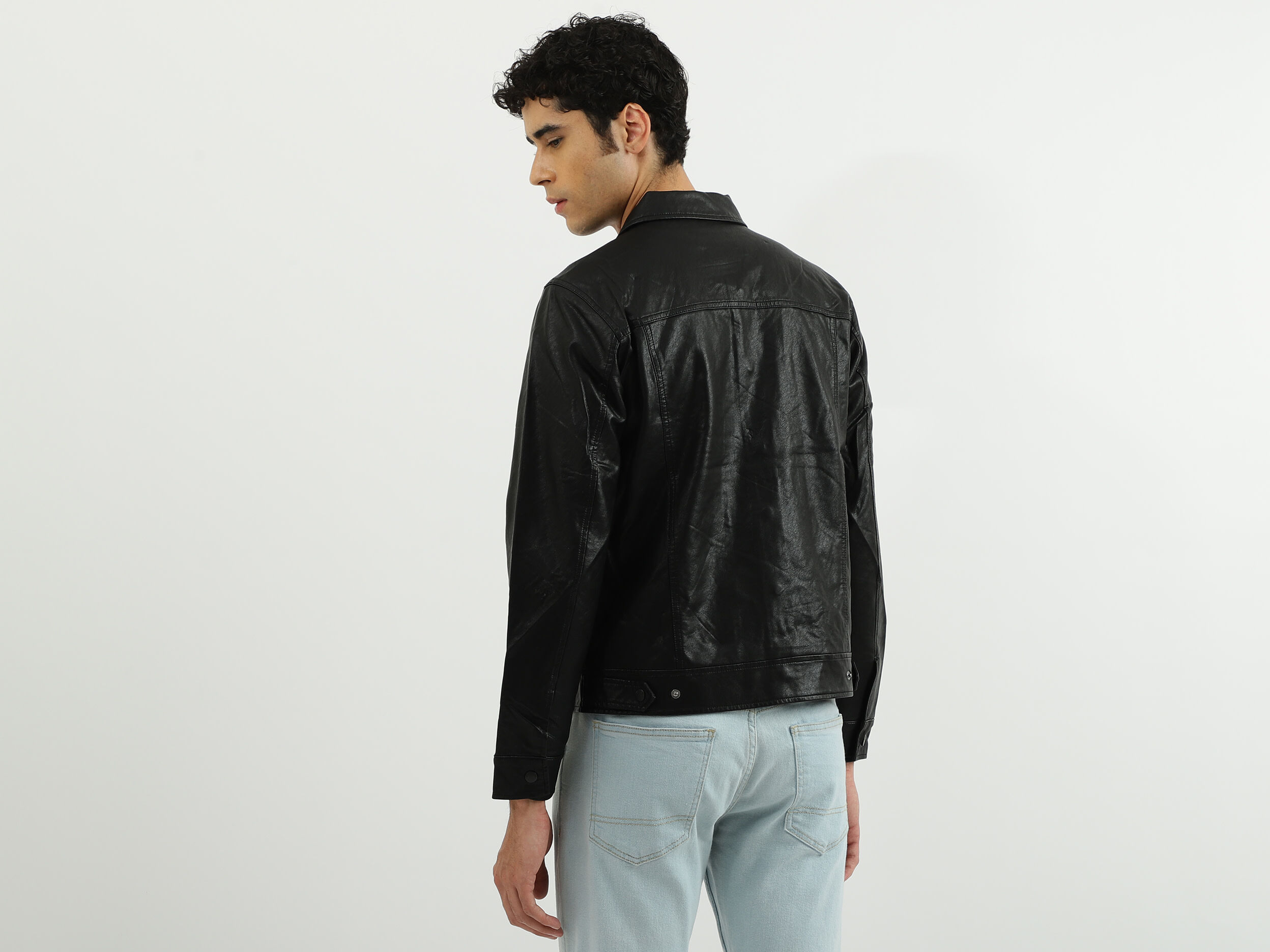 Benetton leather jacket new arrivals