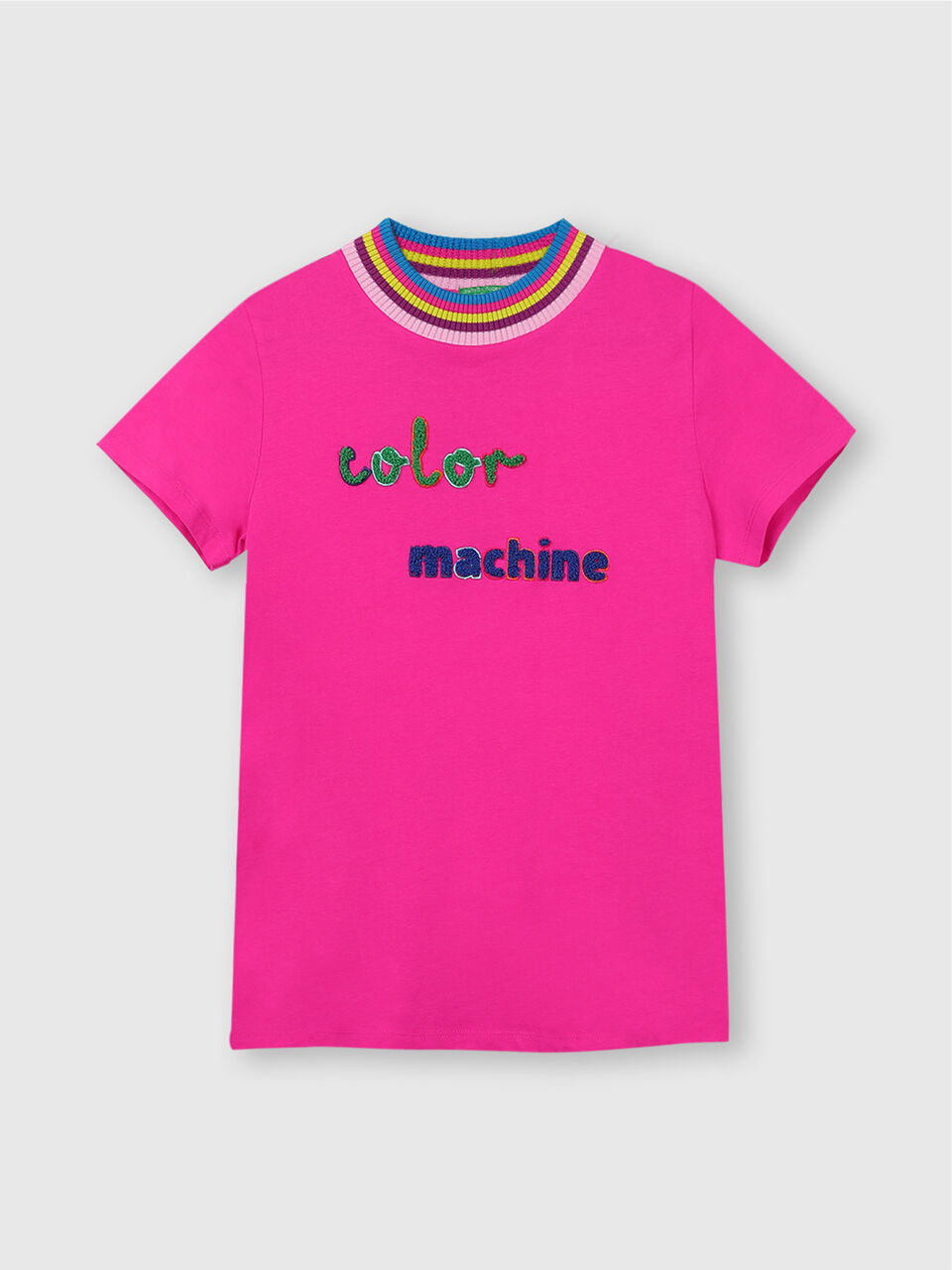 Pure Cotton Ringer Tee Shirt with Multicoloured Collar image number 1