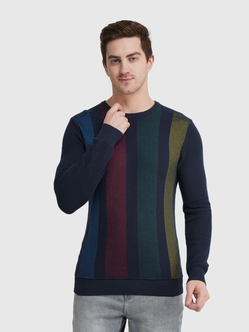 Vertical Striped Plating Sweater image number null