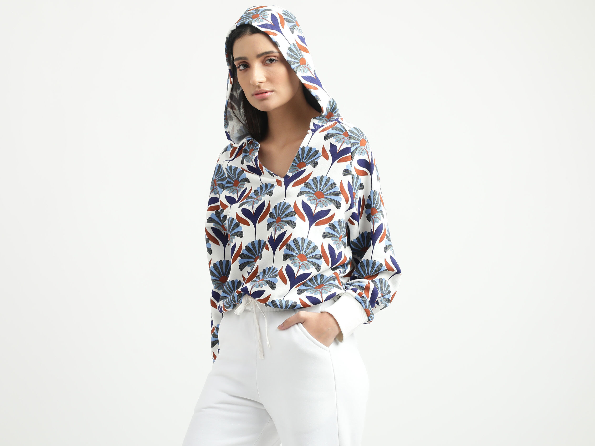 Women's floral print sweatshirt top