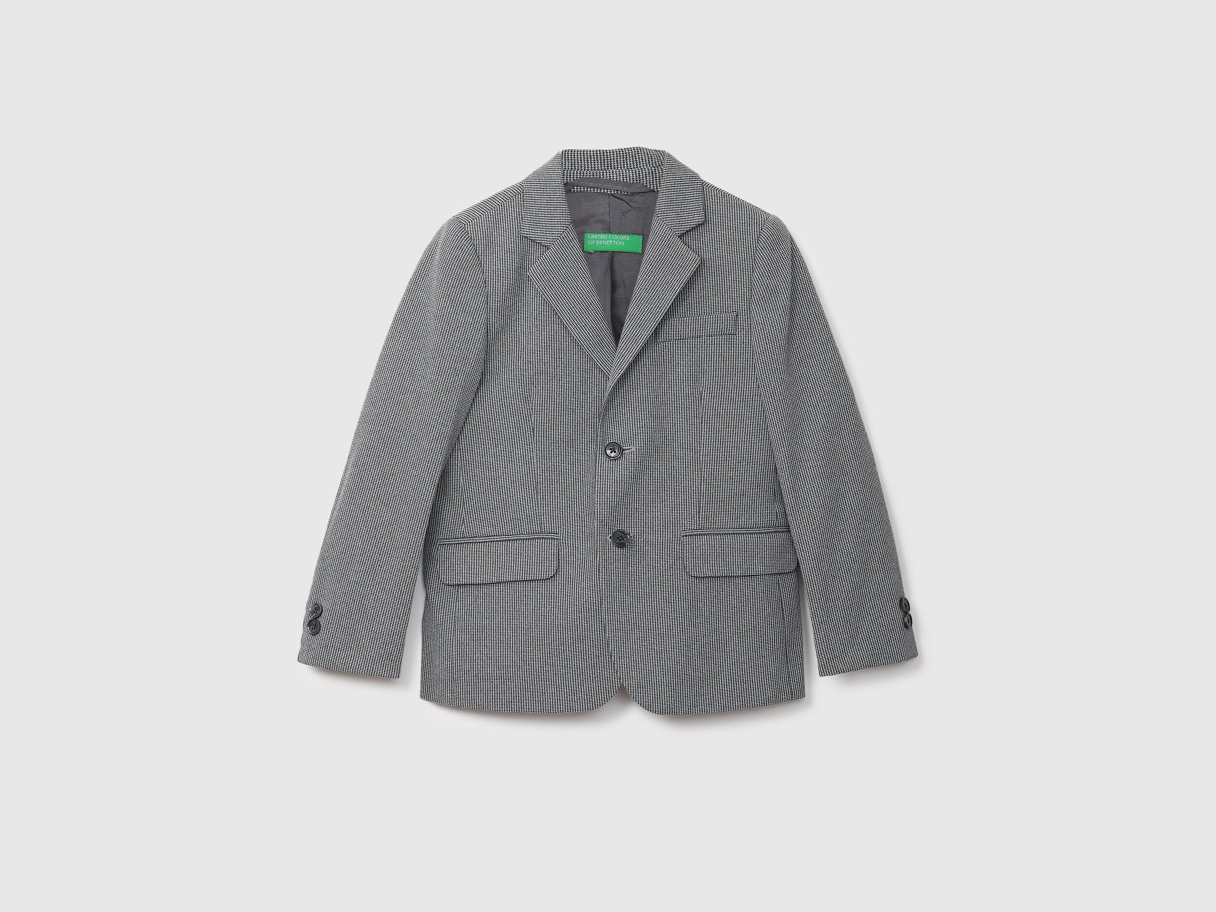 Grey Houndstooth Pattern Blazer - Gray | Benetton