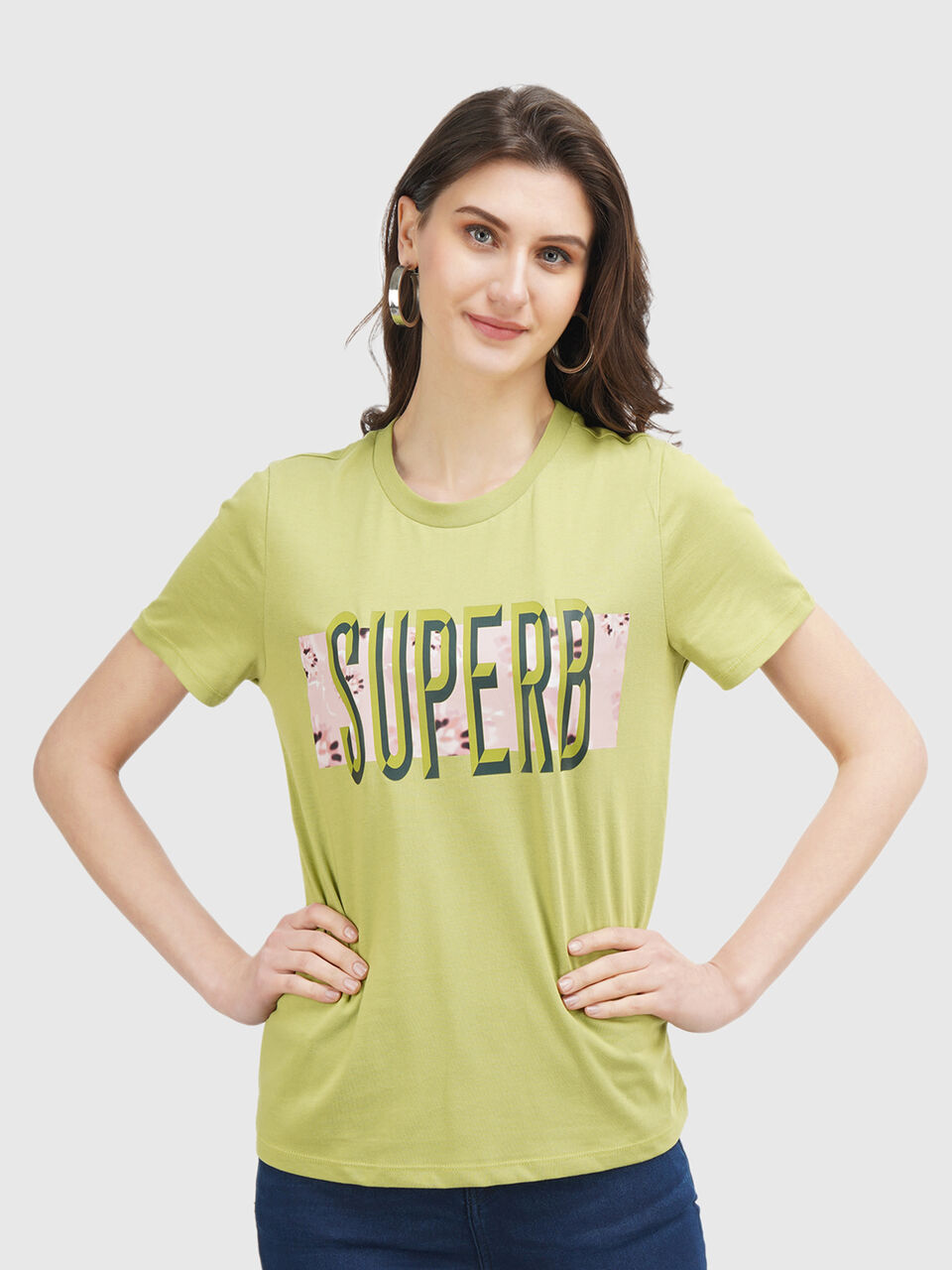 Short Sleeve Printed Round Neck Top image number null