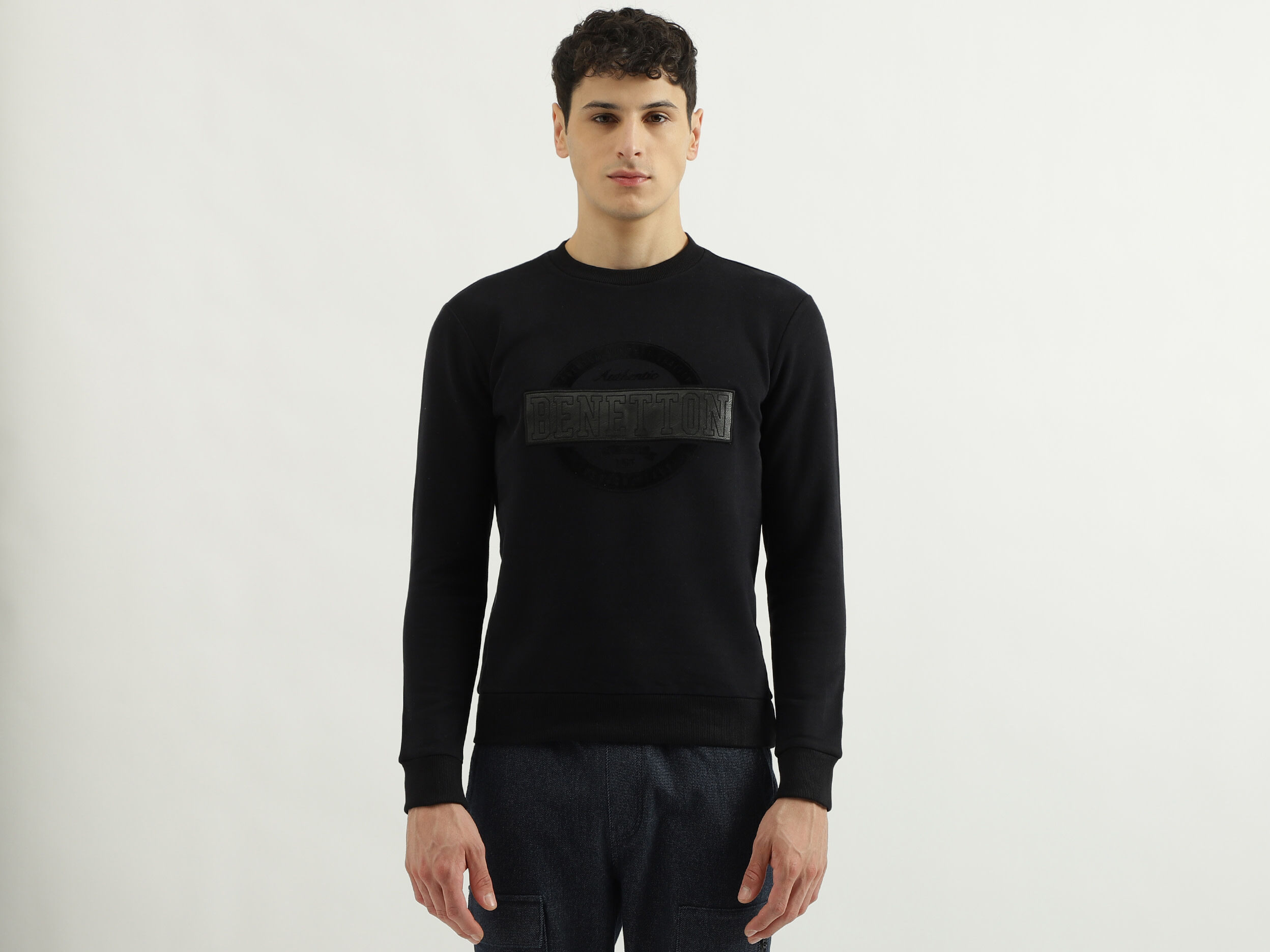 Benetton black sweatshirt clearance