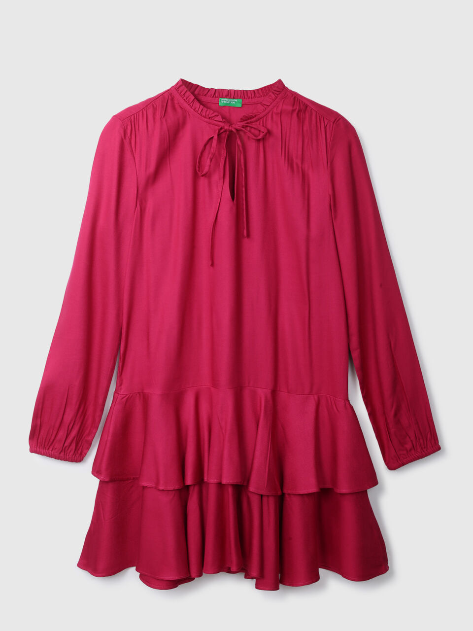 Full Sleeve Tiered Ruffle Dress Solid image number 1