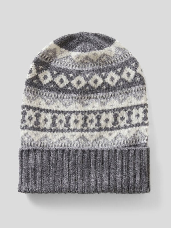 Hat in jacquard wool blend Men