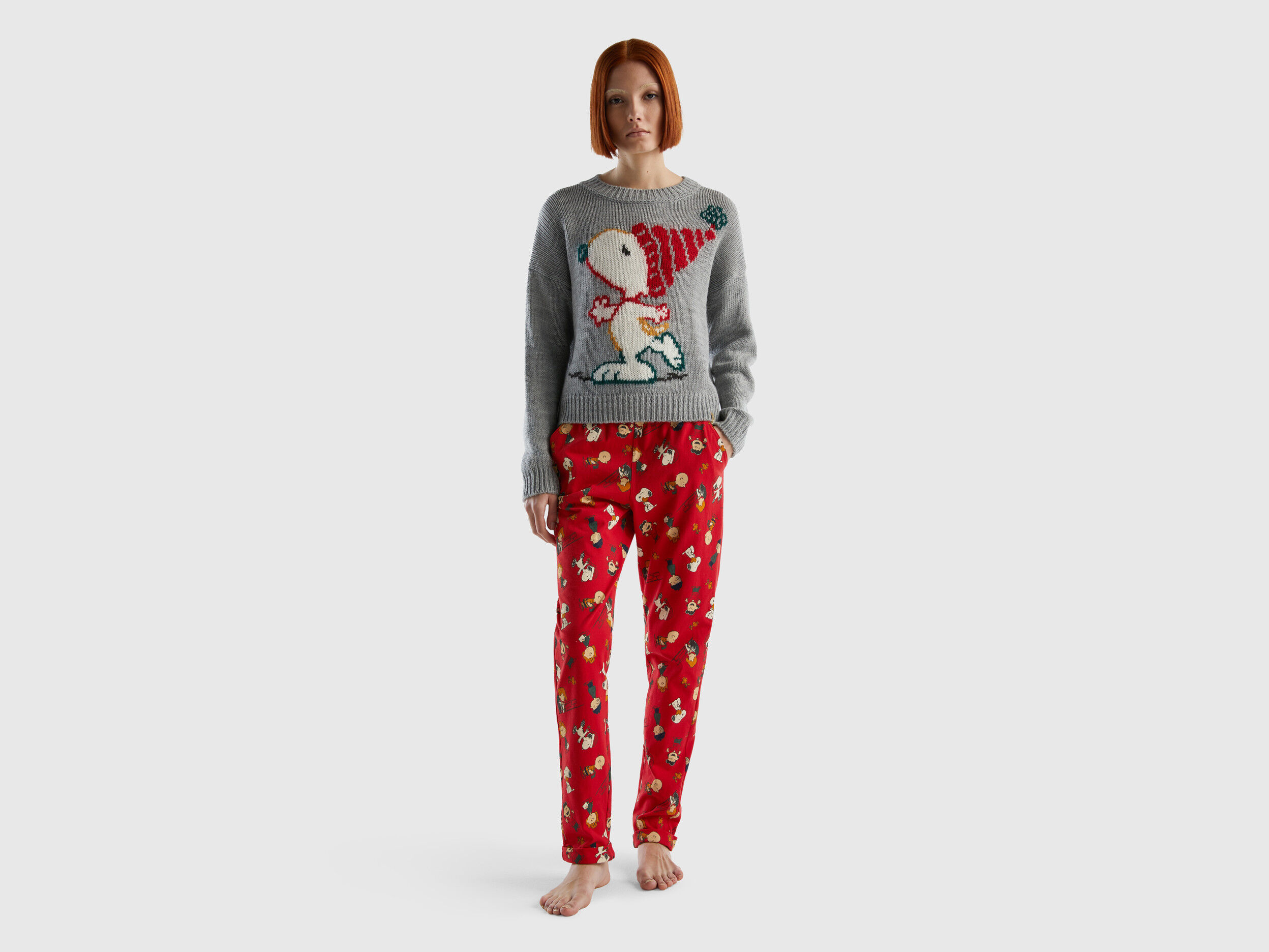 Snoopy Christmas sweater Gray Benetton