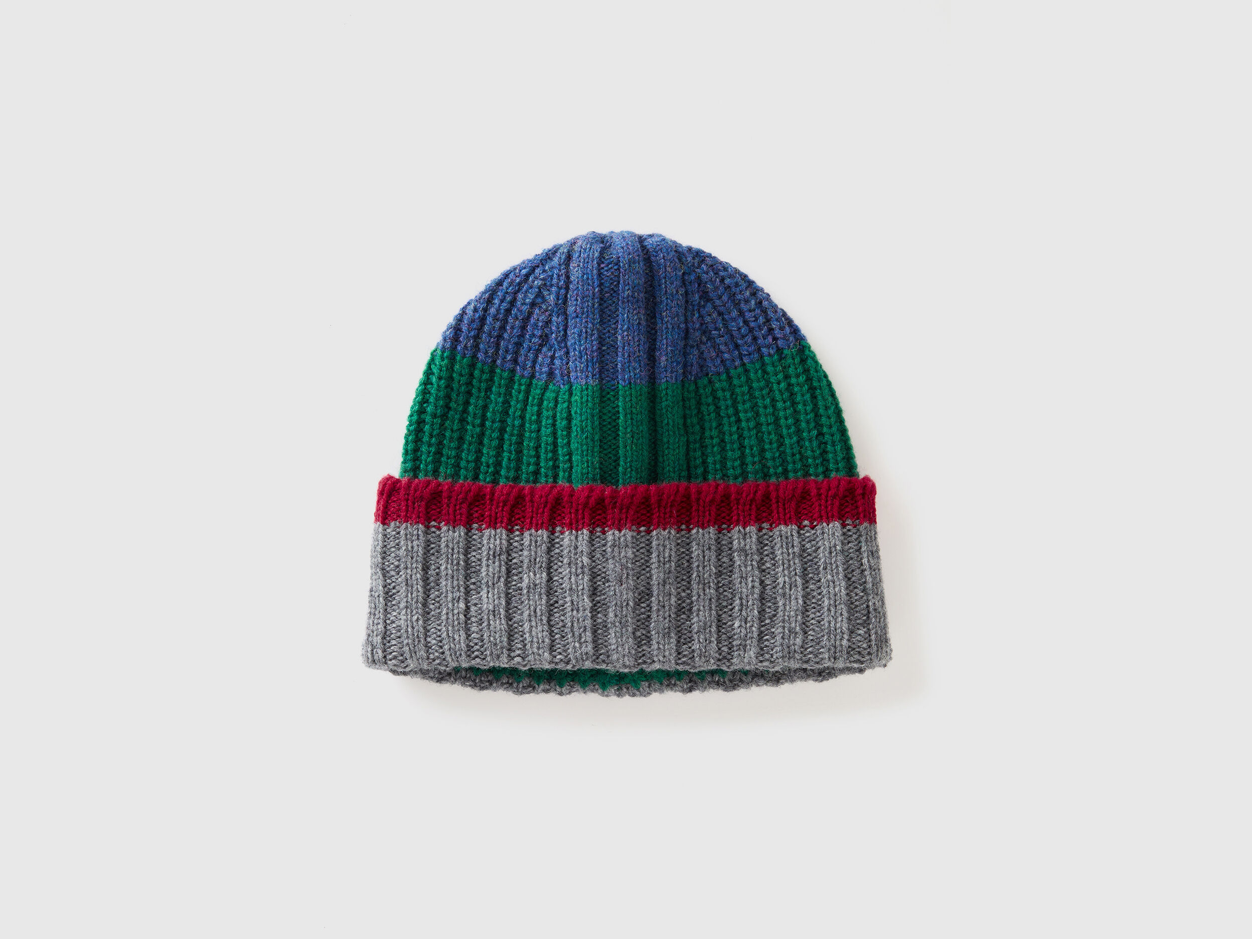 Striped cap in pure Shetland wool - Multi-color | Benetton