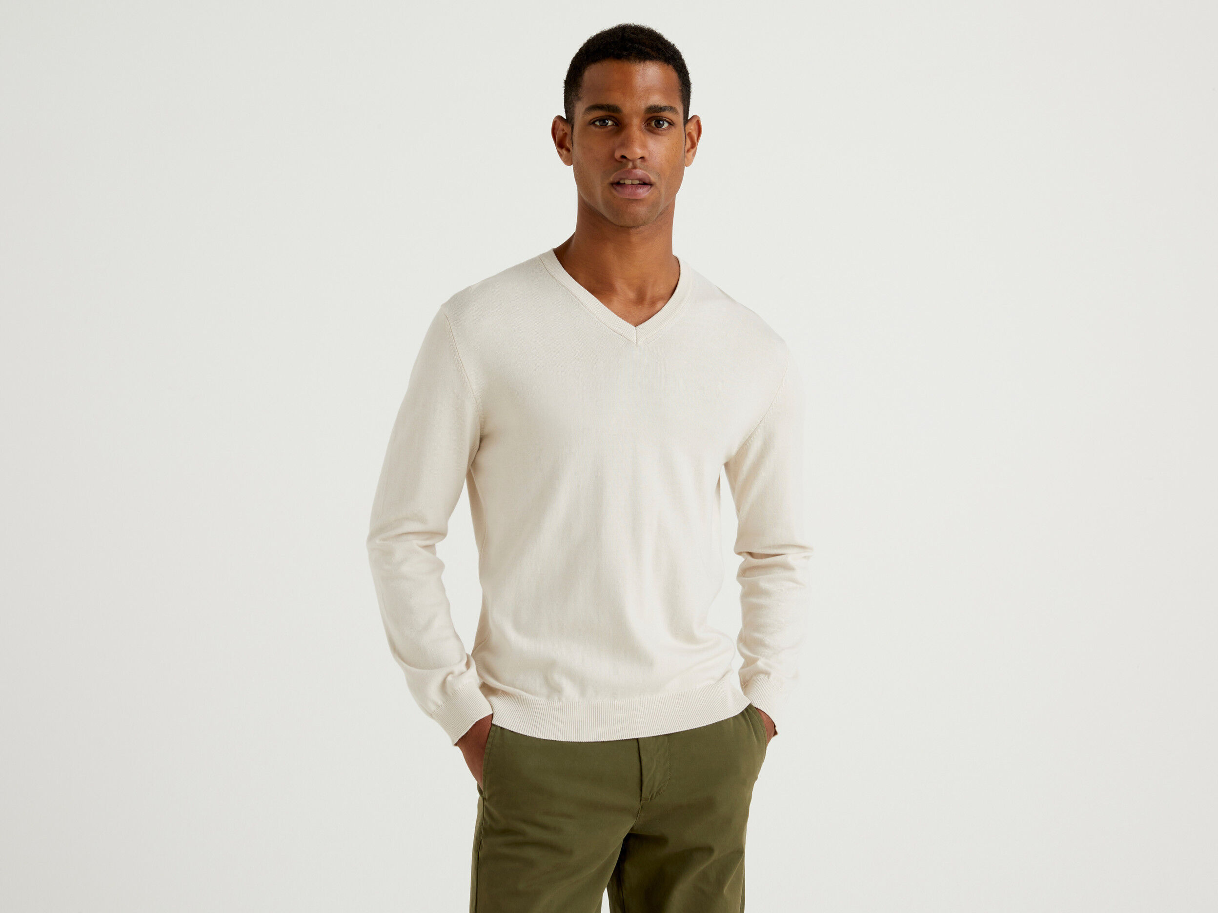 Mens cream v neck sweater new arrivals