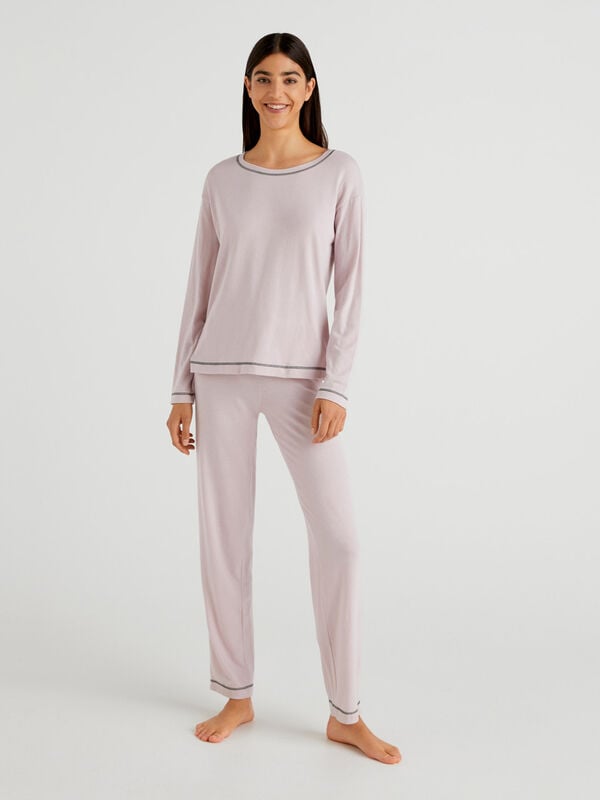Pijama de algodón mixto elástico Mujer