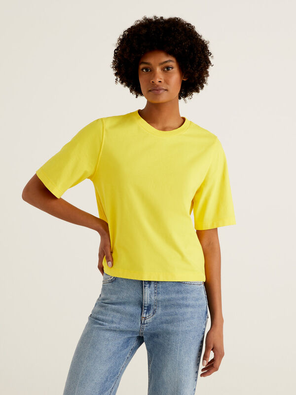 United Colors of Benetton Women Yellow Solid Denim Jacket