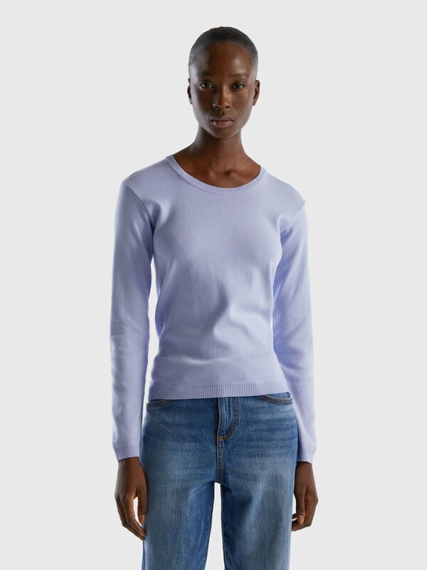 Crew neck sweater in pure cotton Women