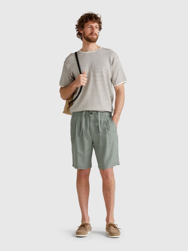 Bermudas con cordón de puro lino Hombre