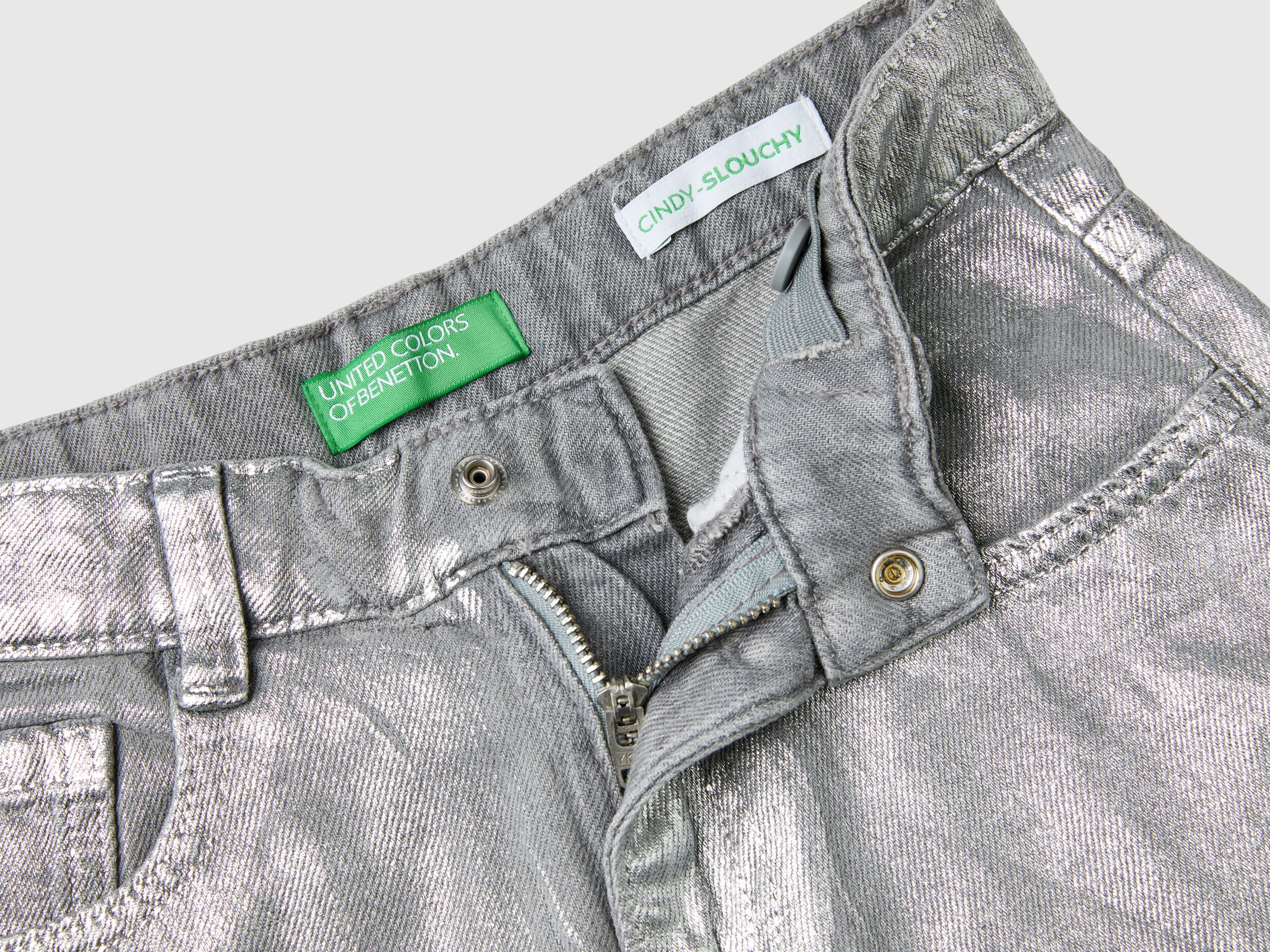 Slouchy fit jeans - Gray | Benetton