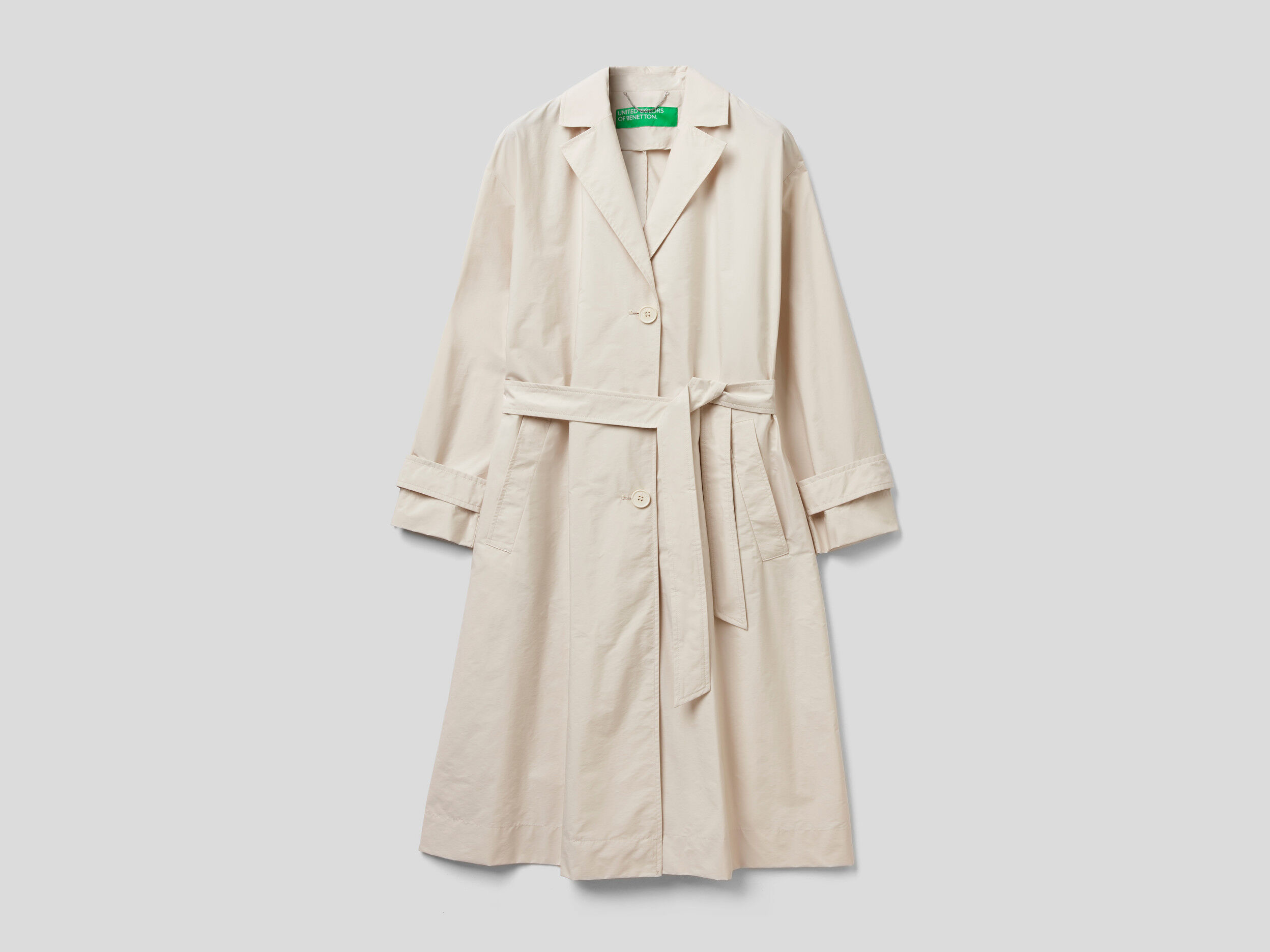 Trench coat with belt Creamy White Benetton