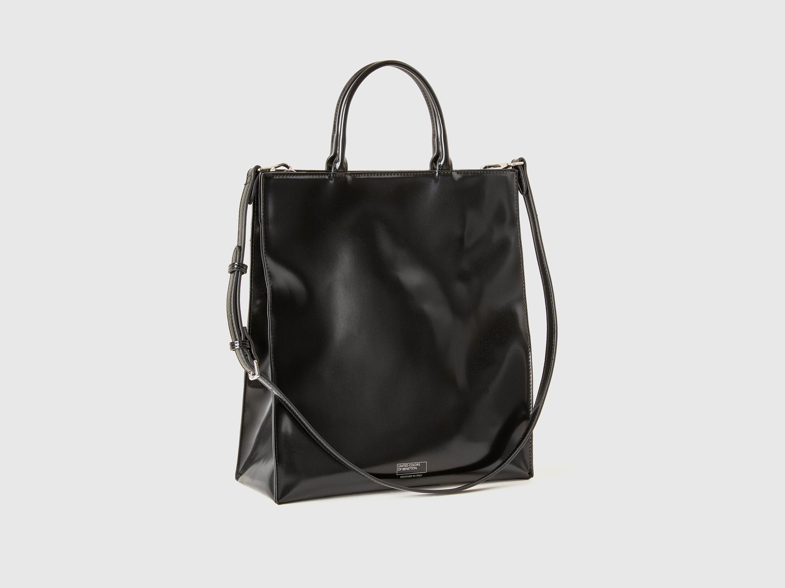 Matte look shopping bag Black Benetton